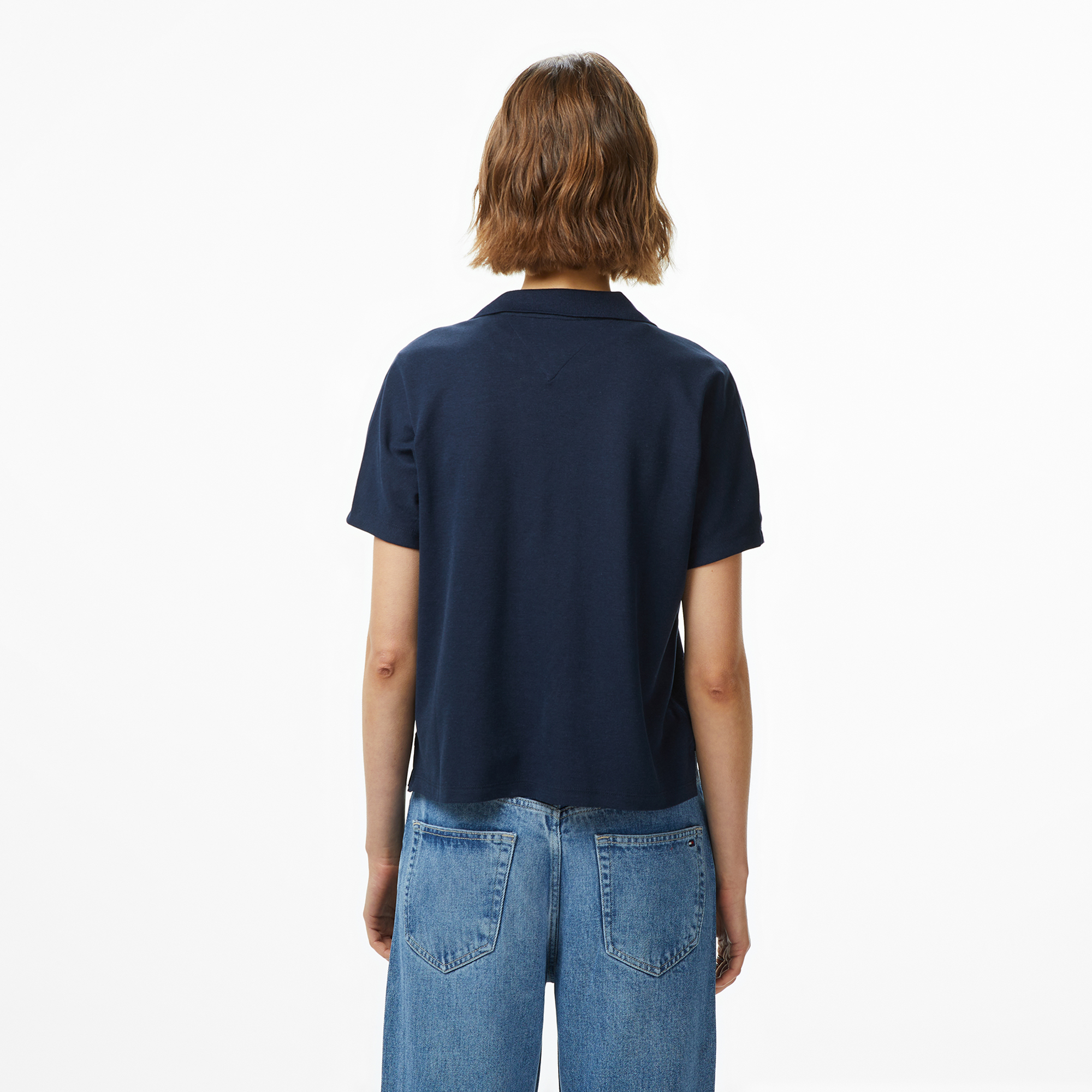 Tommy Hilfiger Lyocell Tipping Open Kadın Mavi Polo