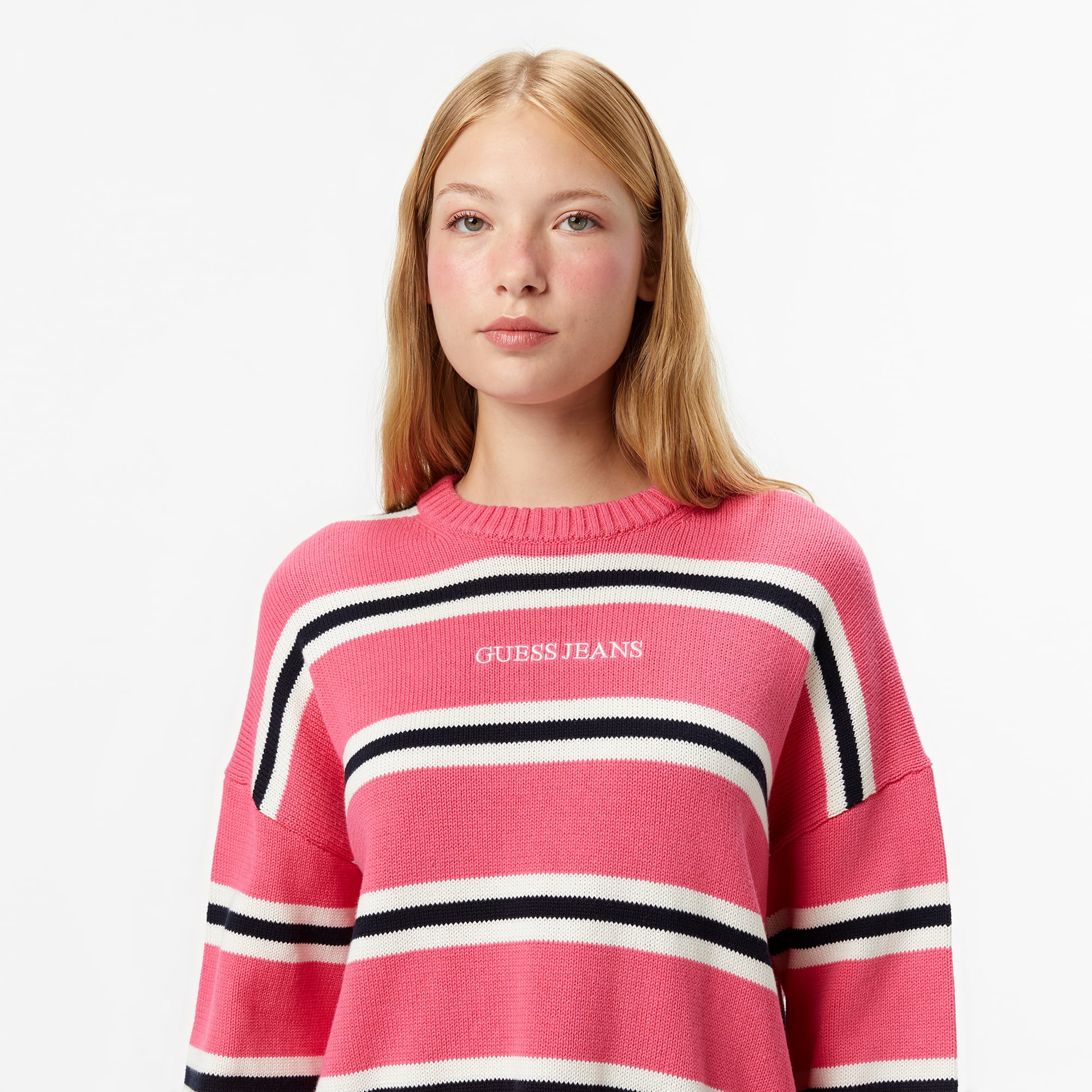 Guess Striped Kadın Pembe Triko