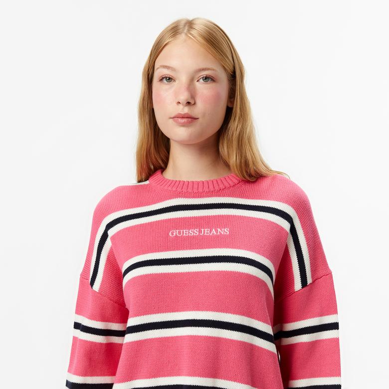 Guess Striped Kadın Pembe Triko