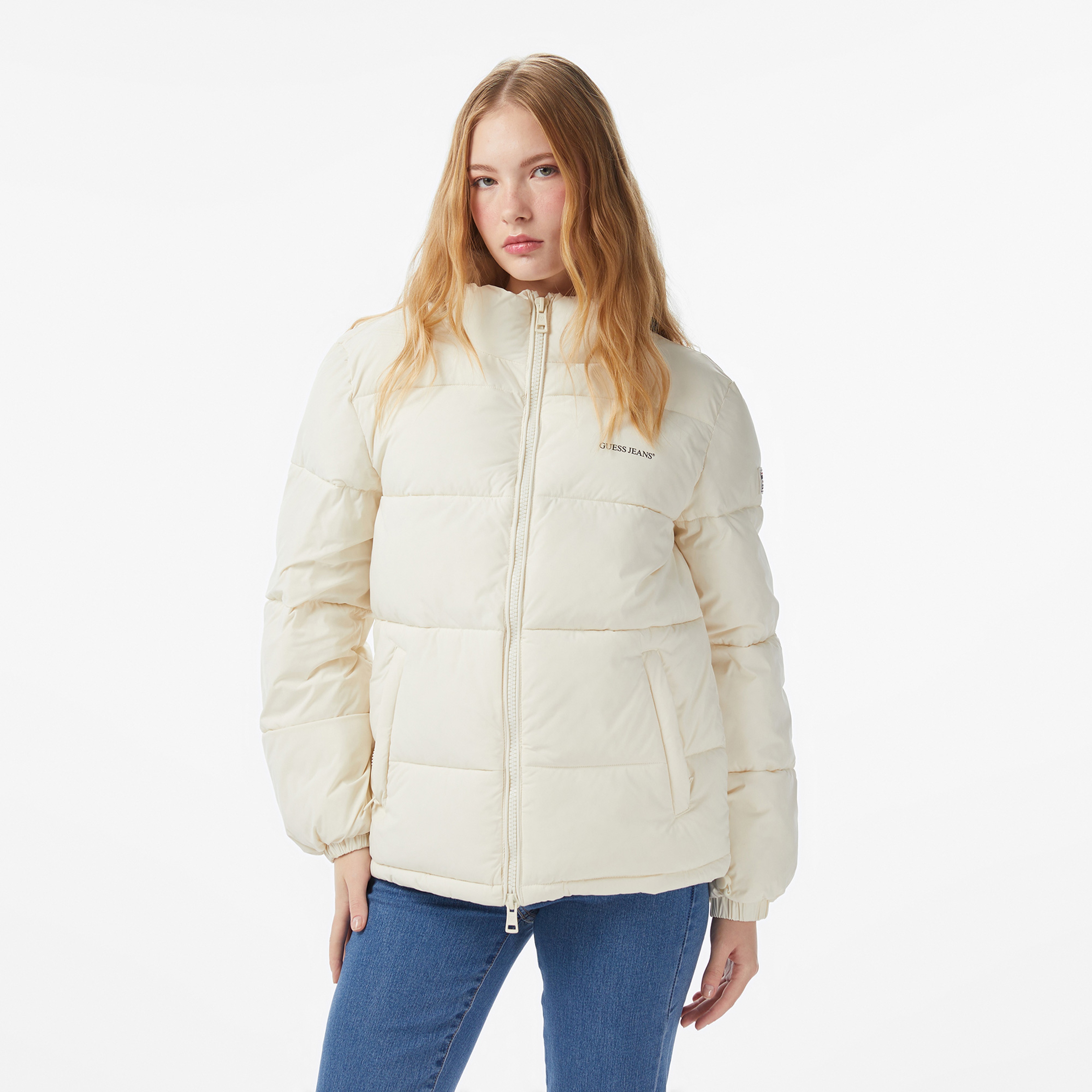 Guess Lenght Puffer Kadın Krem Mont