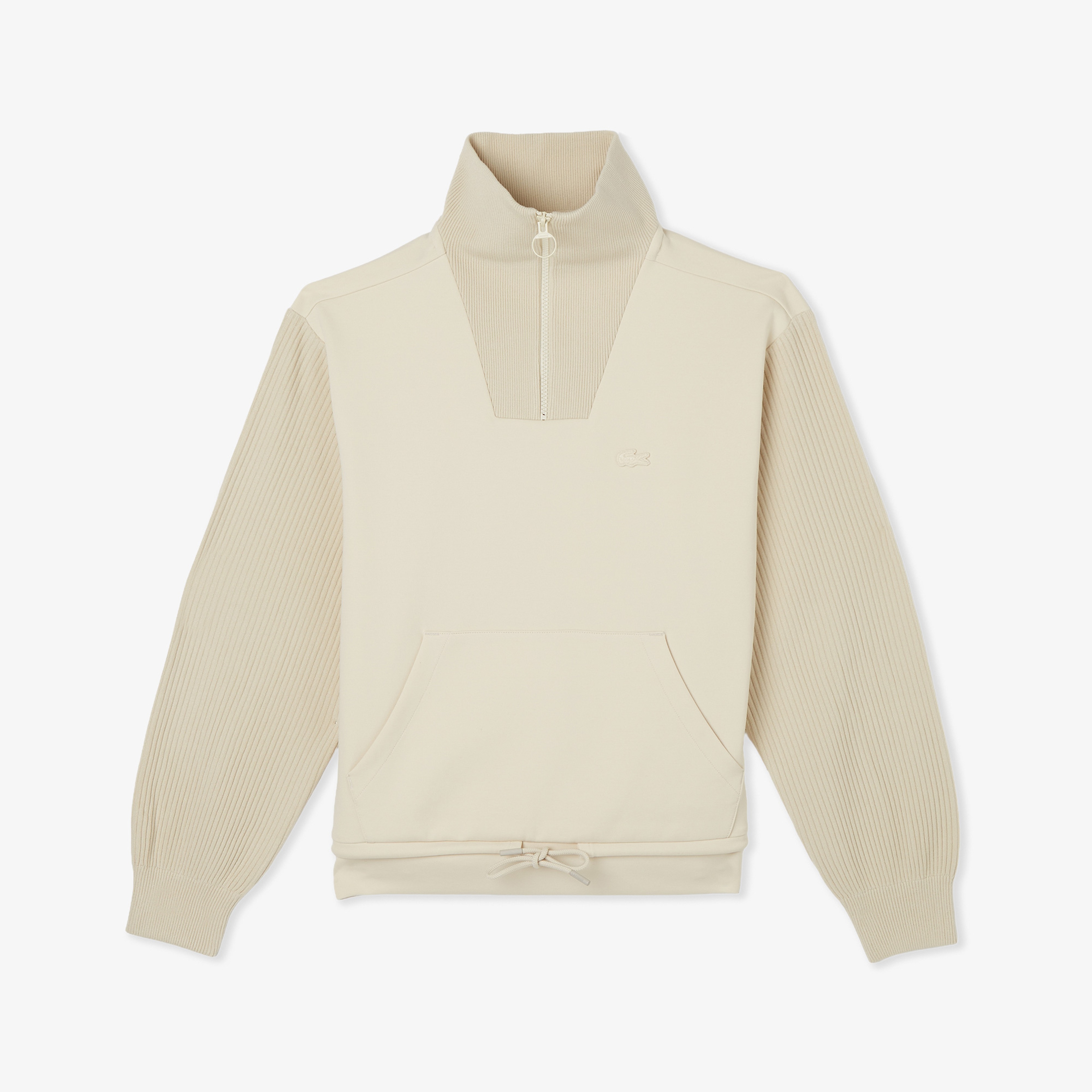 Lacoste Kadın Relaxed Fit Yarım Fermuarlı Krem Sweatshirt