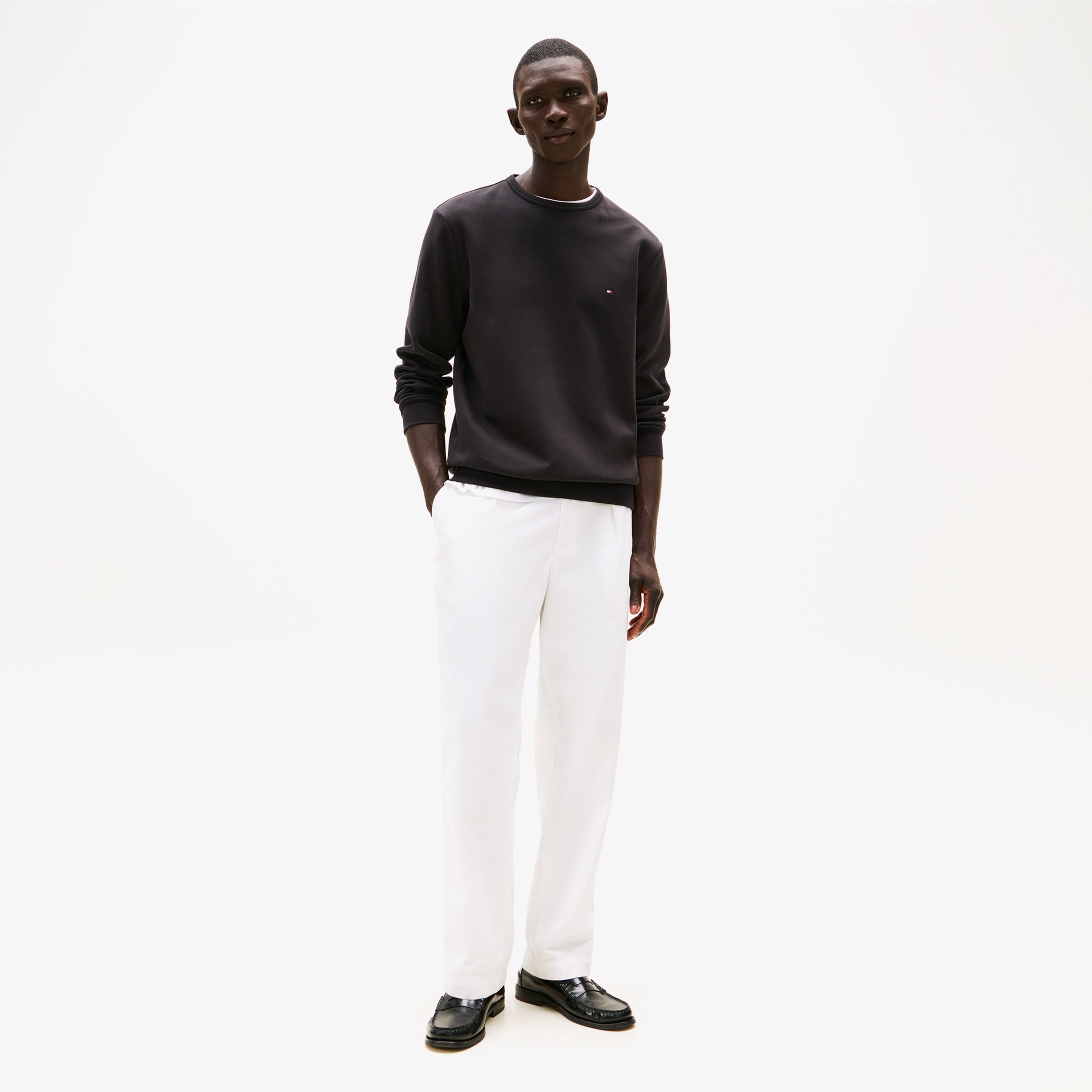 Tommy Hilfiger Essential Intechno Yuvarlak Yaka Erkek Siyah Sweatshirt