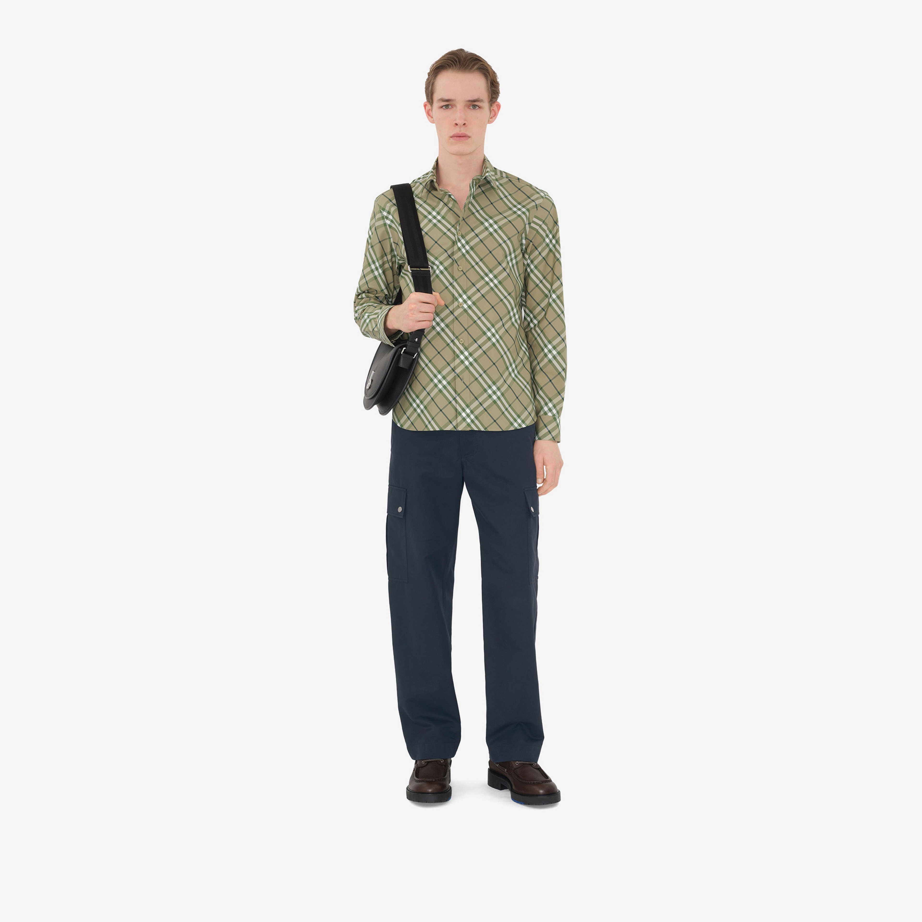 Burberry Sip Regular Fit Cotton Erkek Yeşil Gömlek