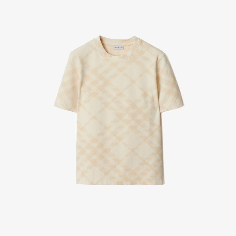 Burberry Sic Stretch Cotton Blend Kadın Krem T-Shirt