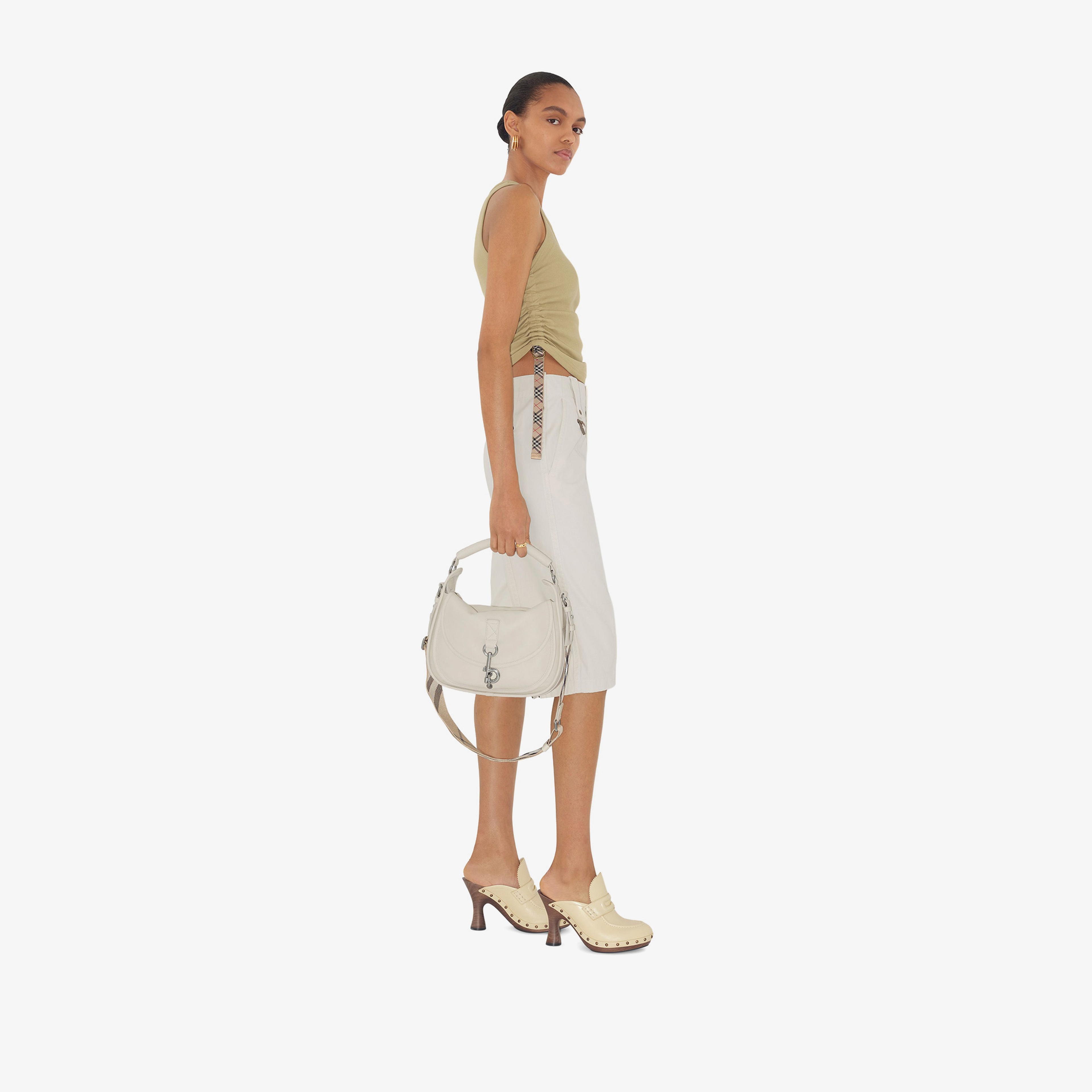 Burberry For Trim Stretch Cotton Vest Kadın Haki T-Shirt