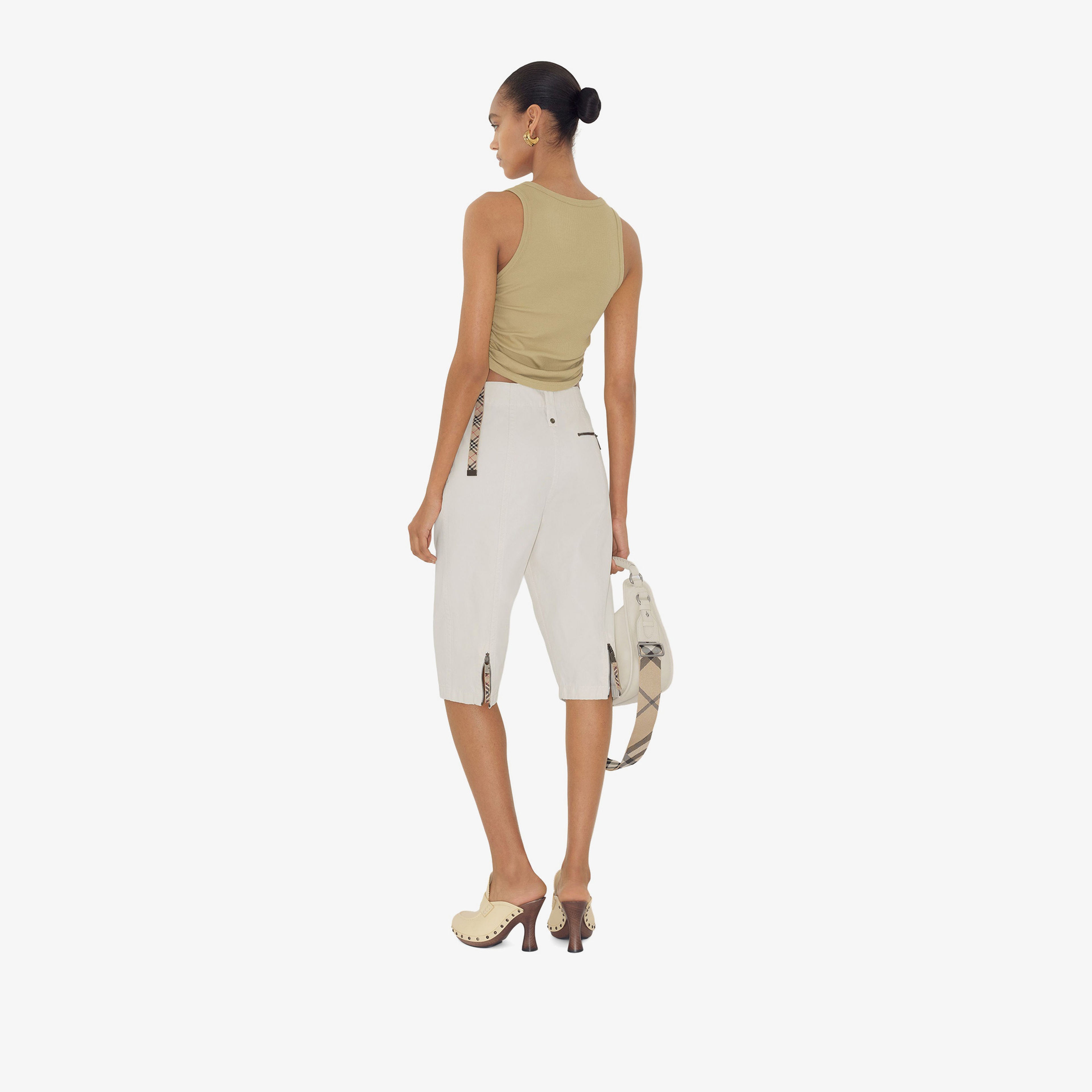 Burberry For Trim Stretch Cotton Vest Kadın Haki T-Shirt