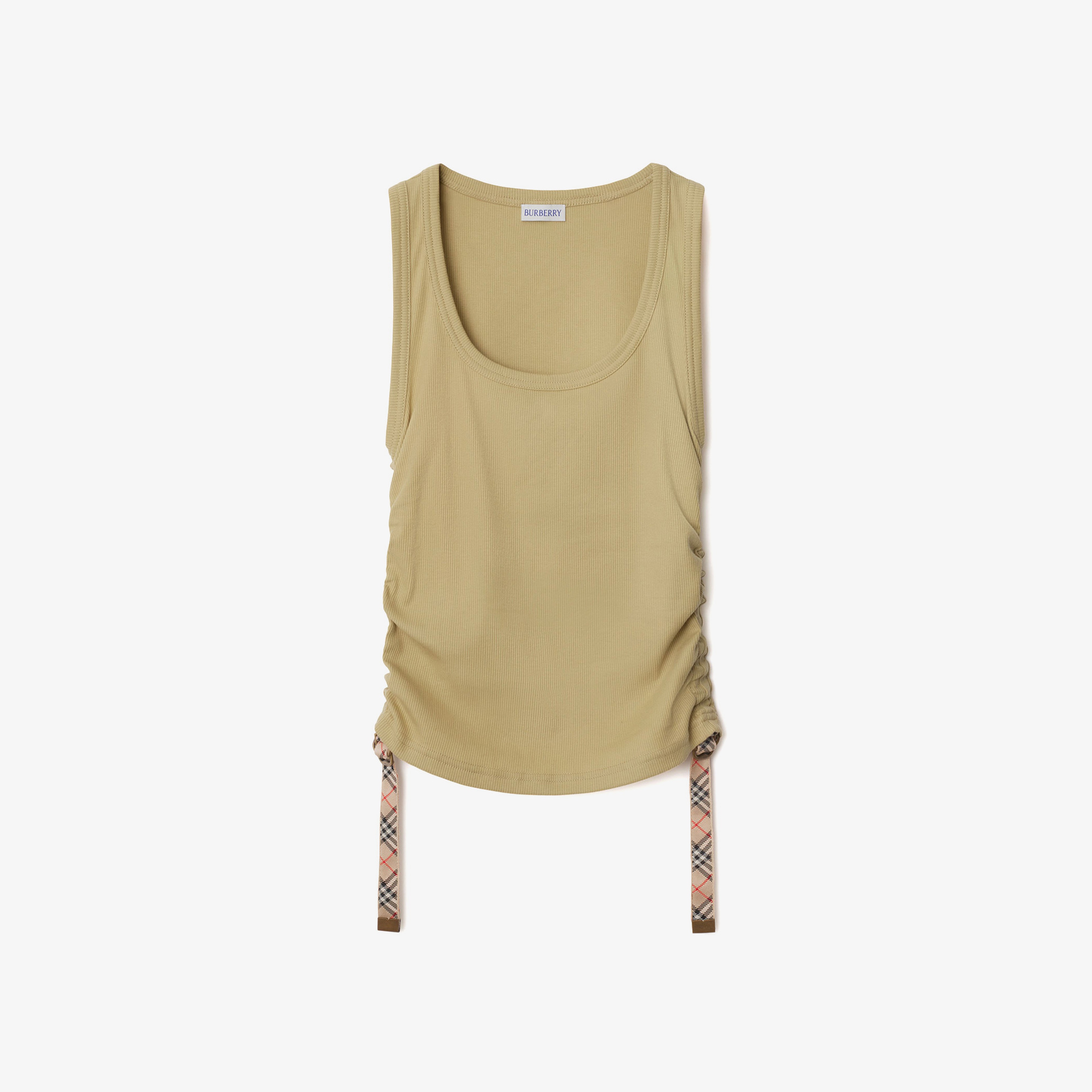 Burberry For Trim Stretch Cotton Vest Kadın Haki T-Shirt