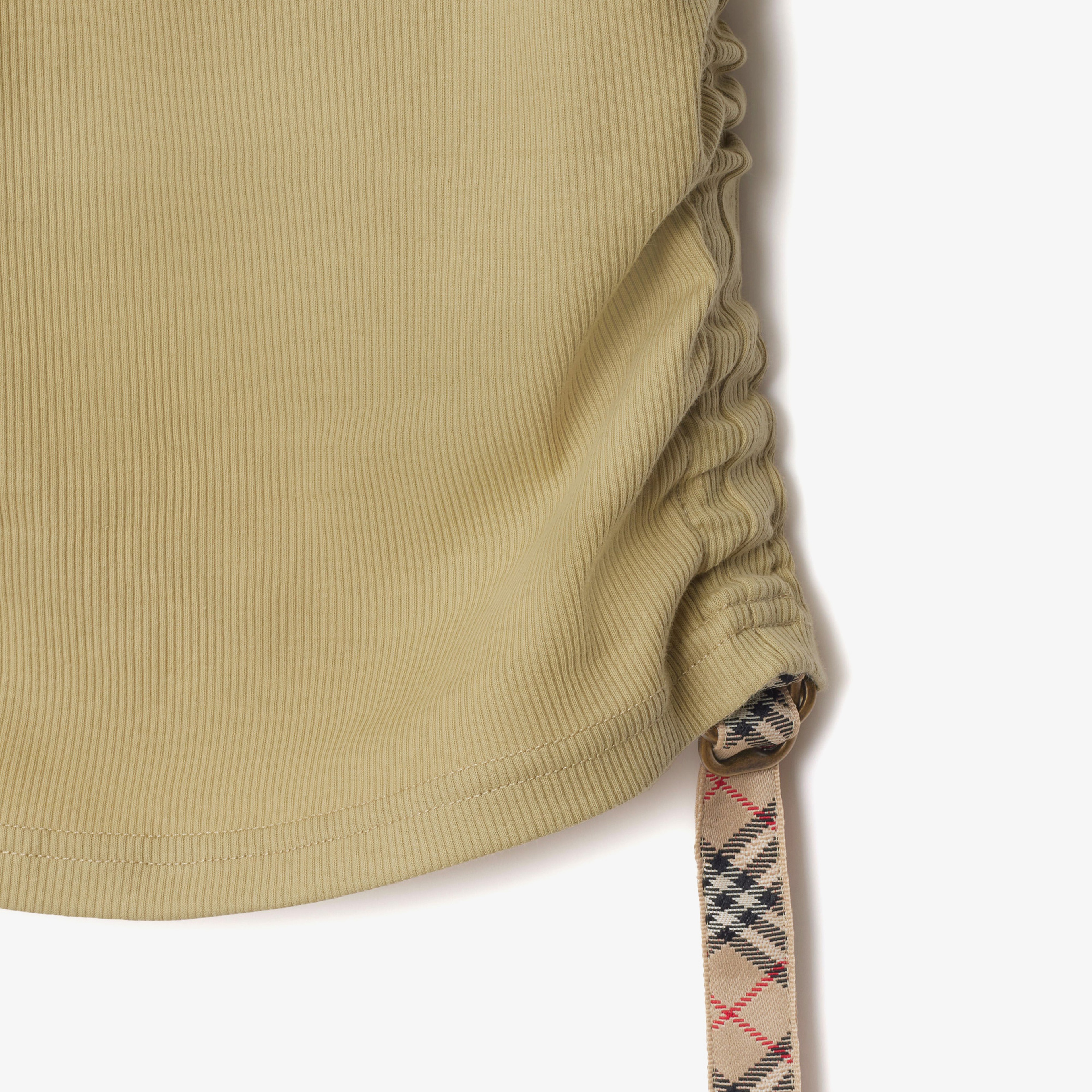 Burberry For Trim Stretch Cotton Vest Kadın Haki T-Shirt