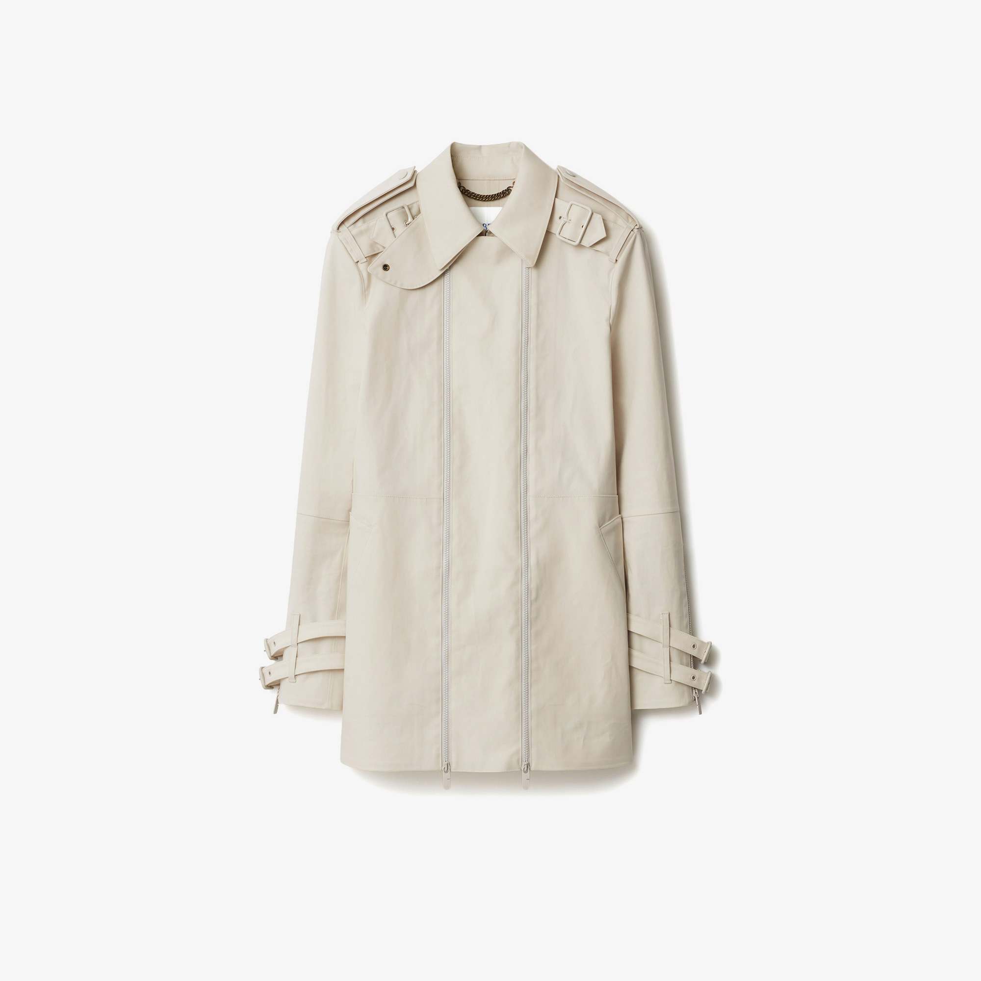 Burberry Tec Bonded Cotton Erkek Beyaz Trençkot