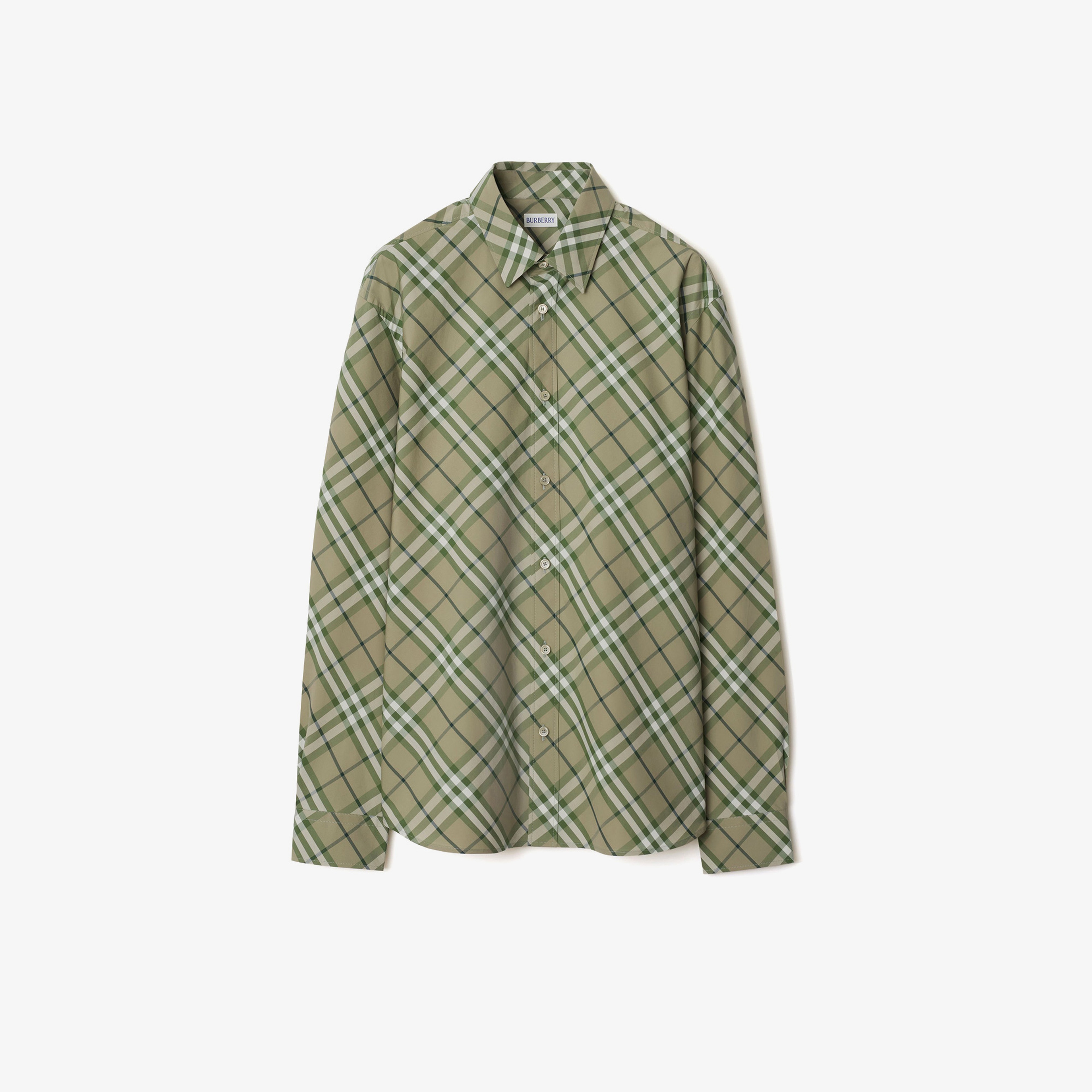 Burberry Sip Regular Fit Cotton Erkek Yeşil Gömlek