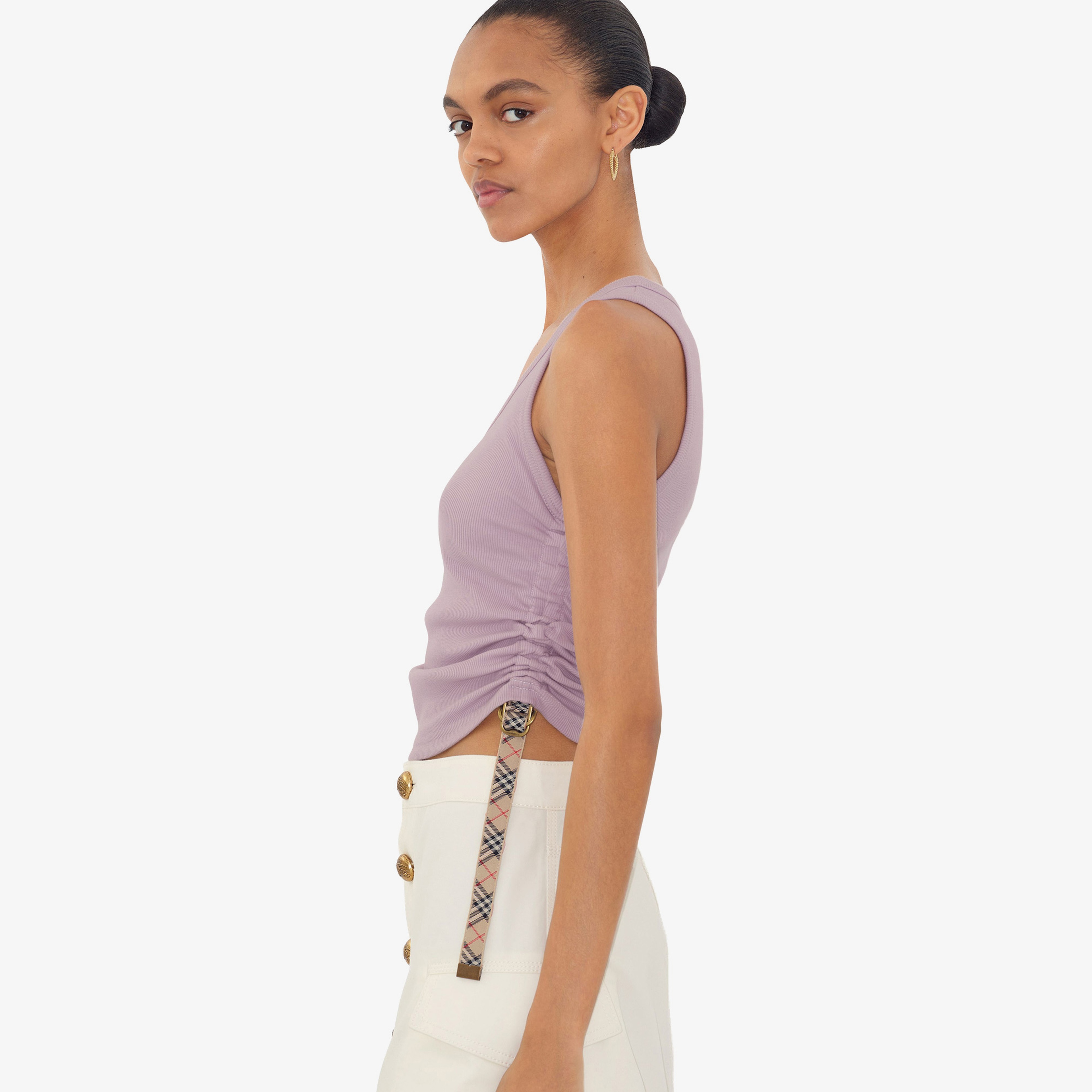 Burberry For Trim Stretch Cotton Vest Kadın Mor T-Shirt