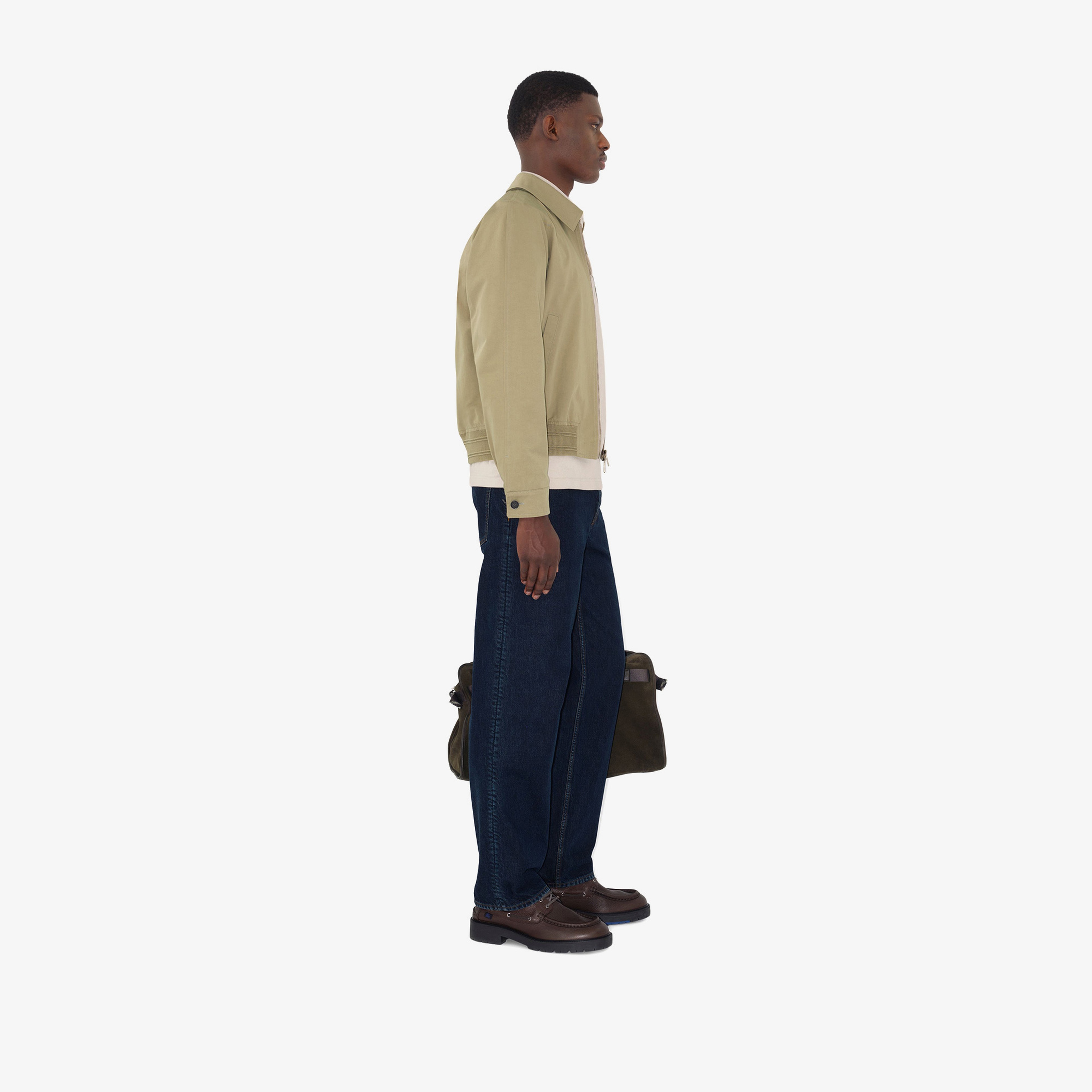 Burberry Tec Cotton Harrington Erkek Haki Mont