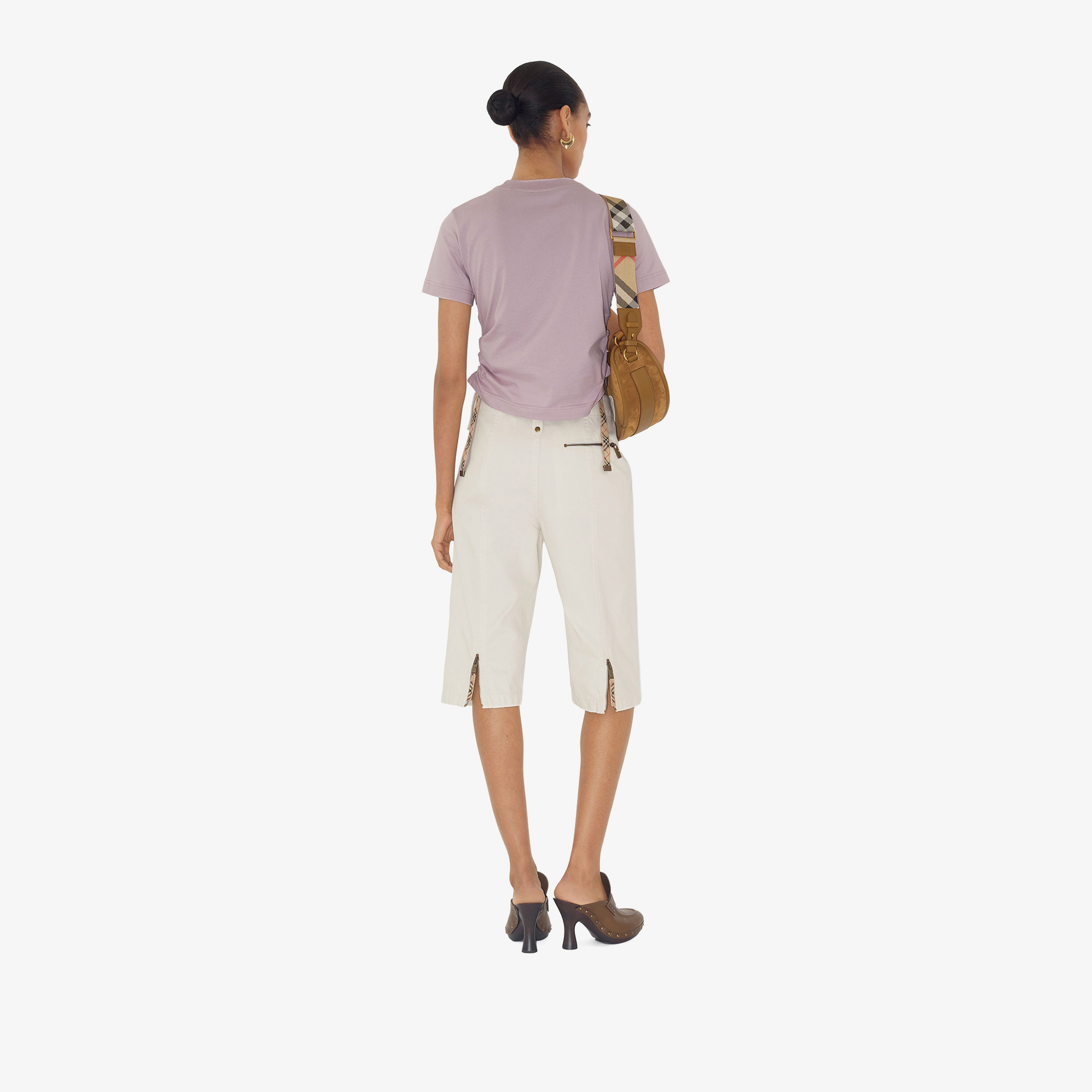 Burberry For Trim Cotton Kadın Mor T-Shirt