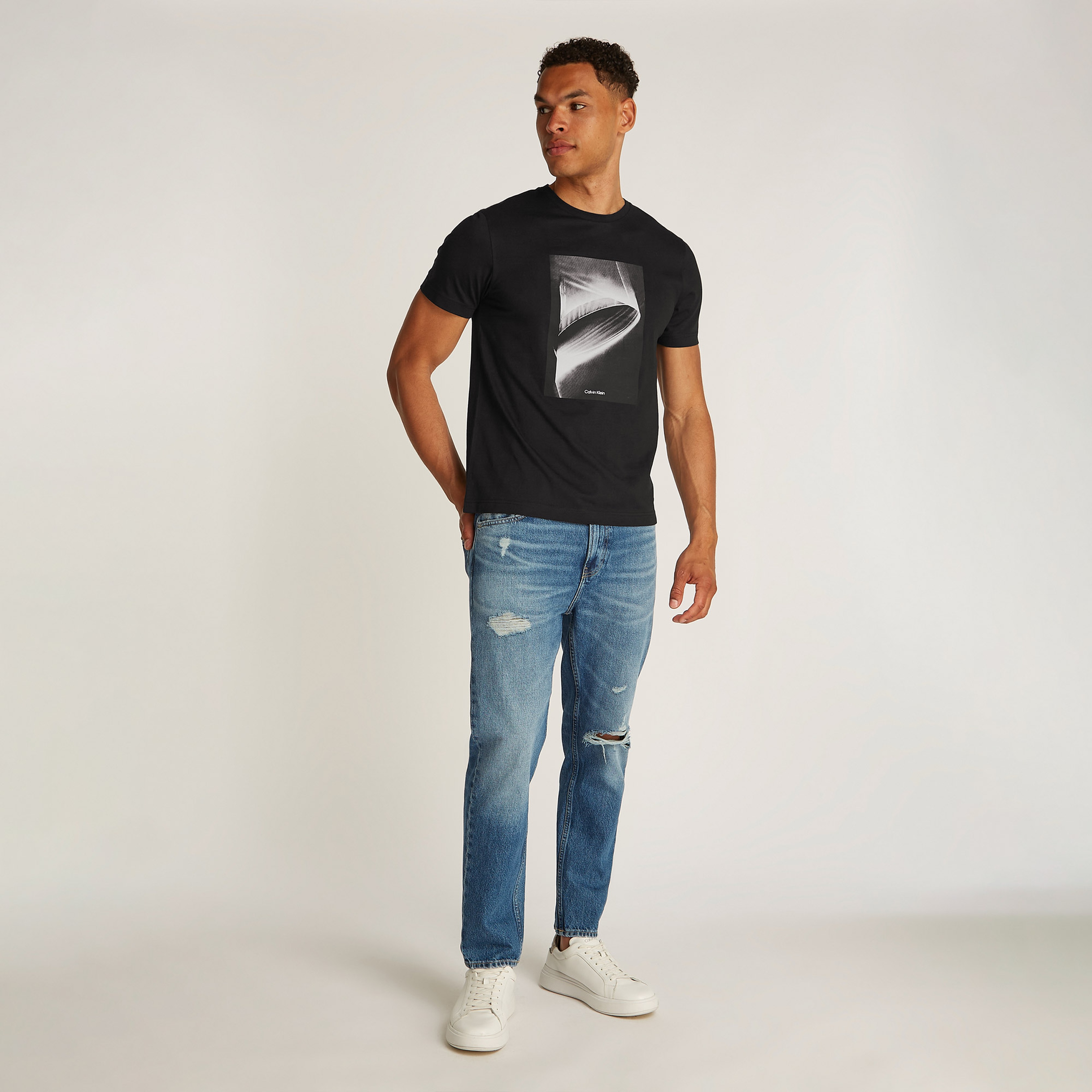 Calvin Klein Faded Light Graphic Erkek Siyah T-Shirt