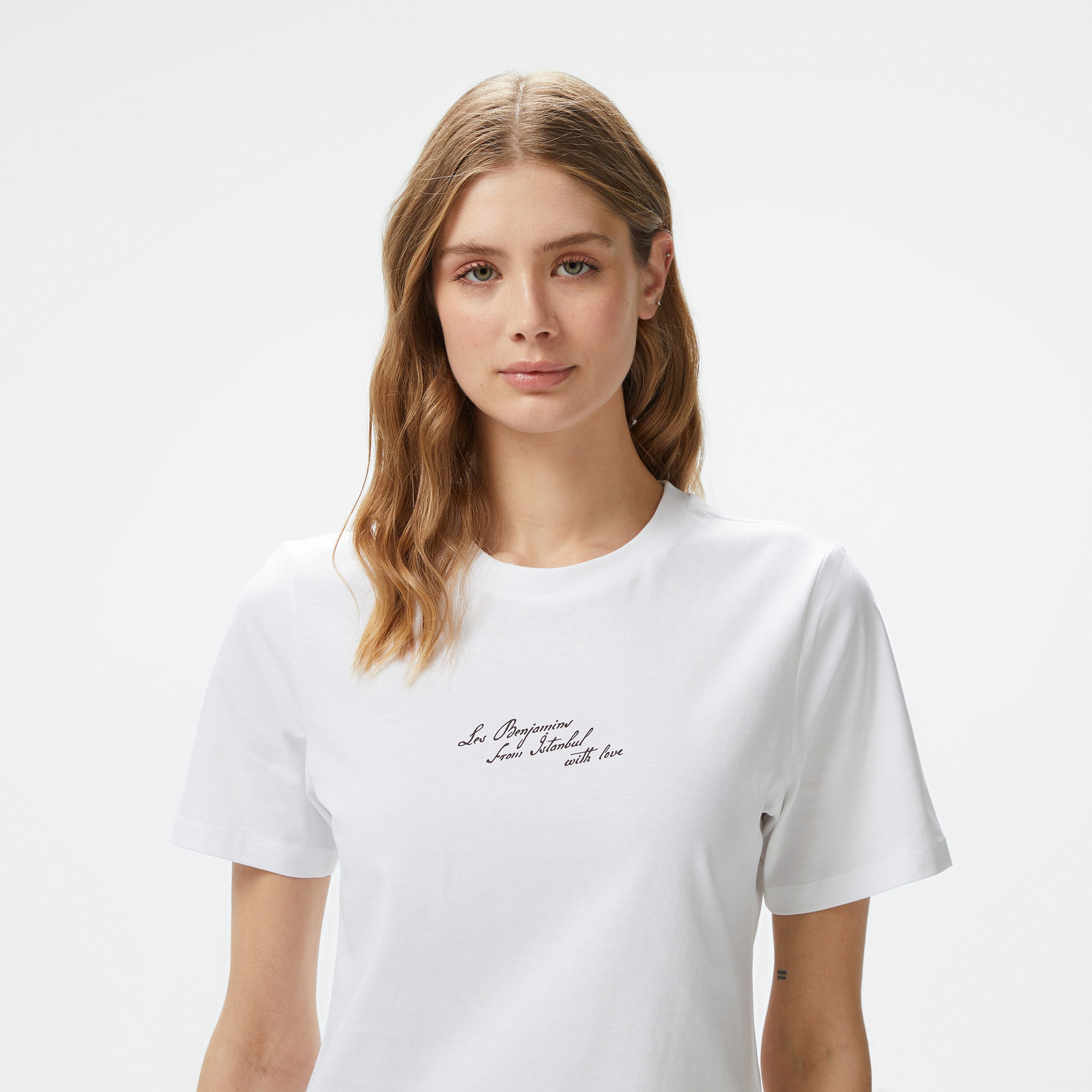 Les Benjamins Regular 030 Kadın Beyaz T-Shirt