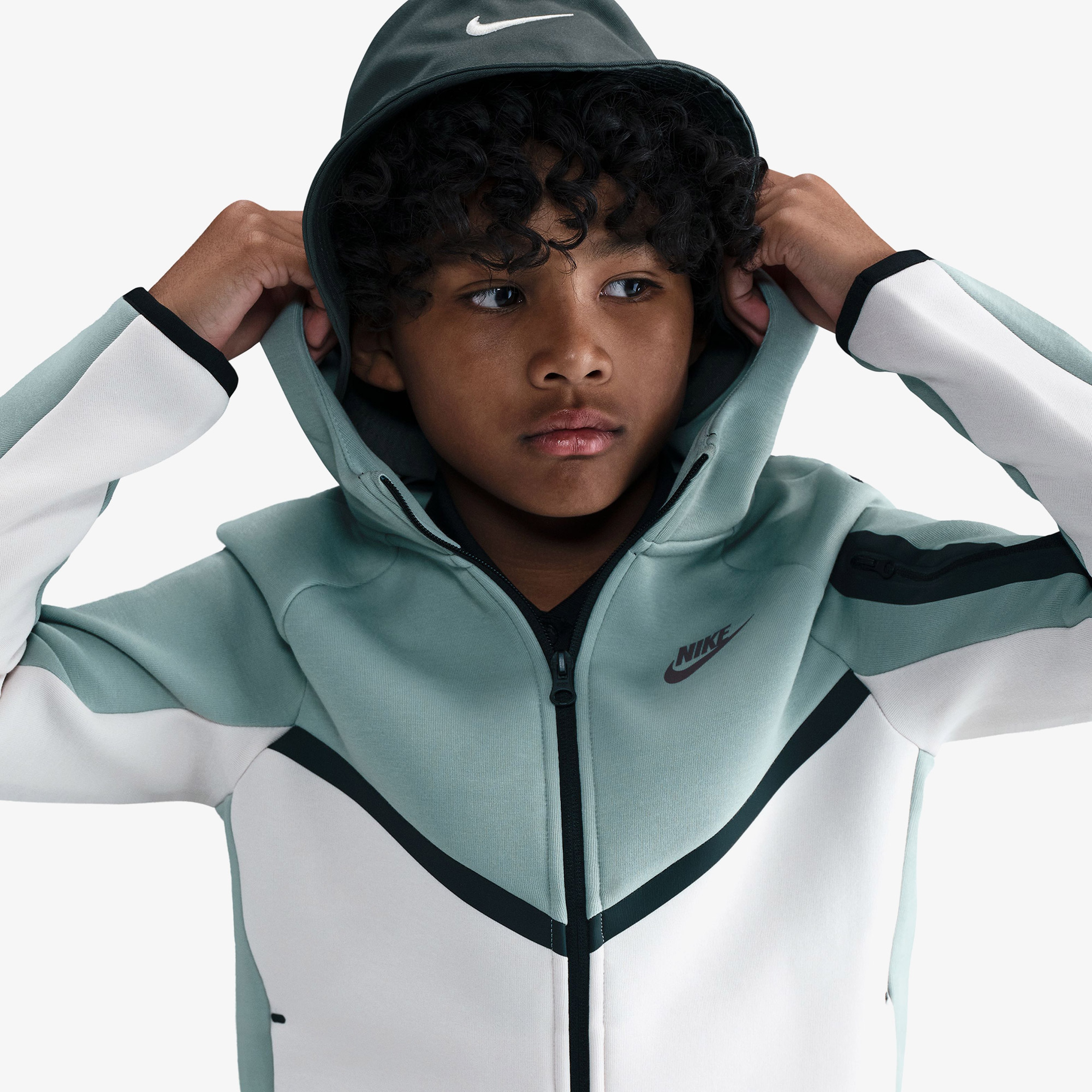Nike Sportswear Tech Fleece Full Zip Çocuk Yeşil/Beyaz Sweatshirt