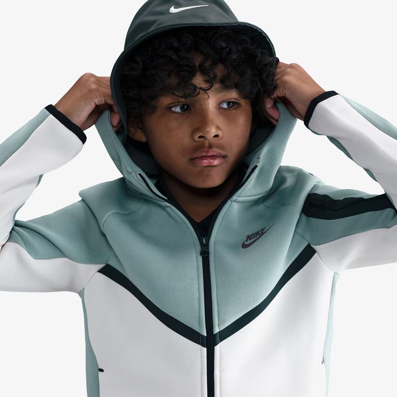 Nike Sportswear Tech Fleece Full Zip Çocuk Yeşil/Beyaz Sweatshirt
