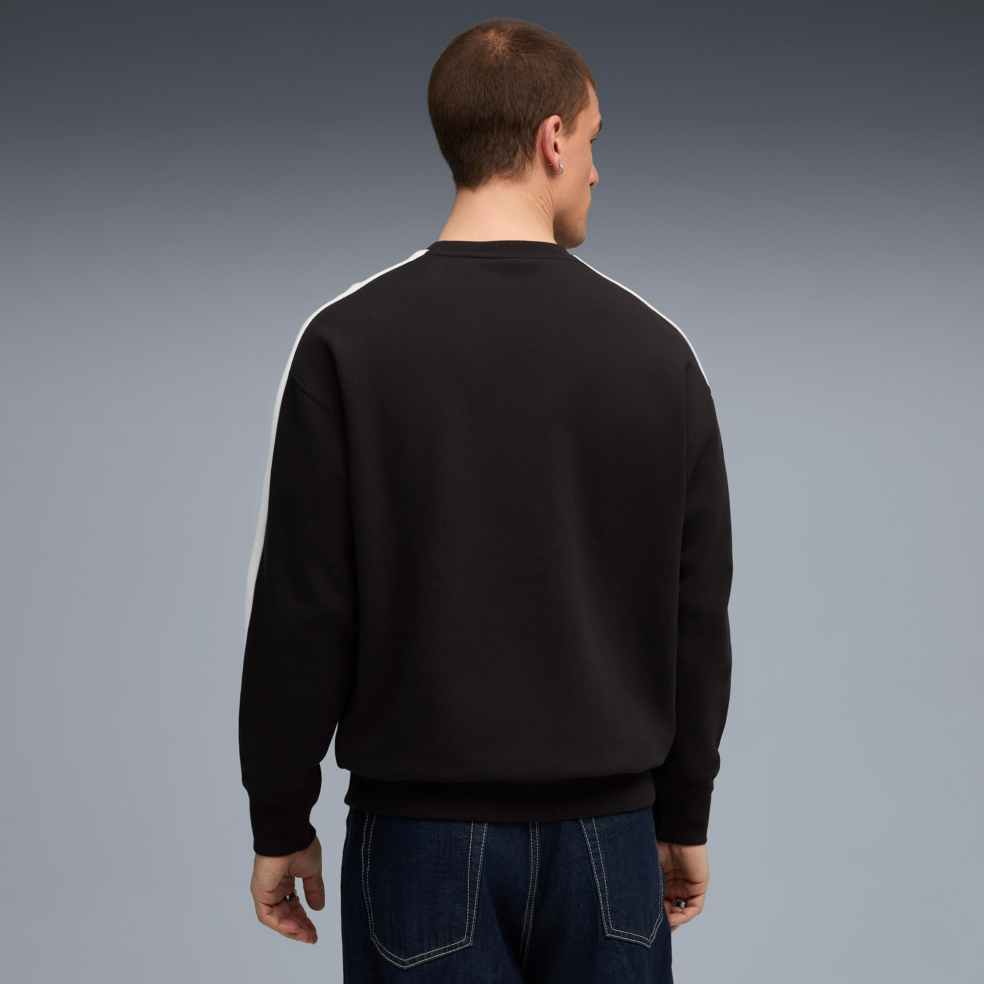 Puma T7 Relaxed Crew Erkek Siyah Sweatshirt