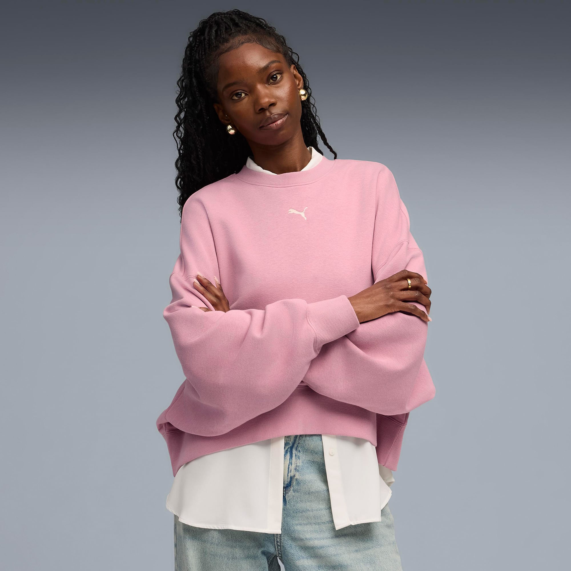 Puma Wardrobe Essential Crew Kadın Pembe Sweatshirt