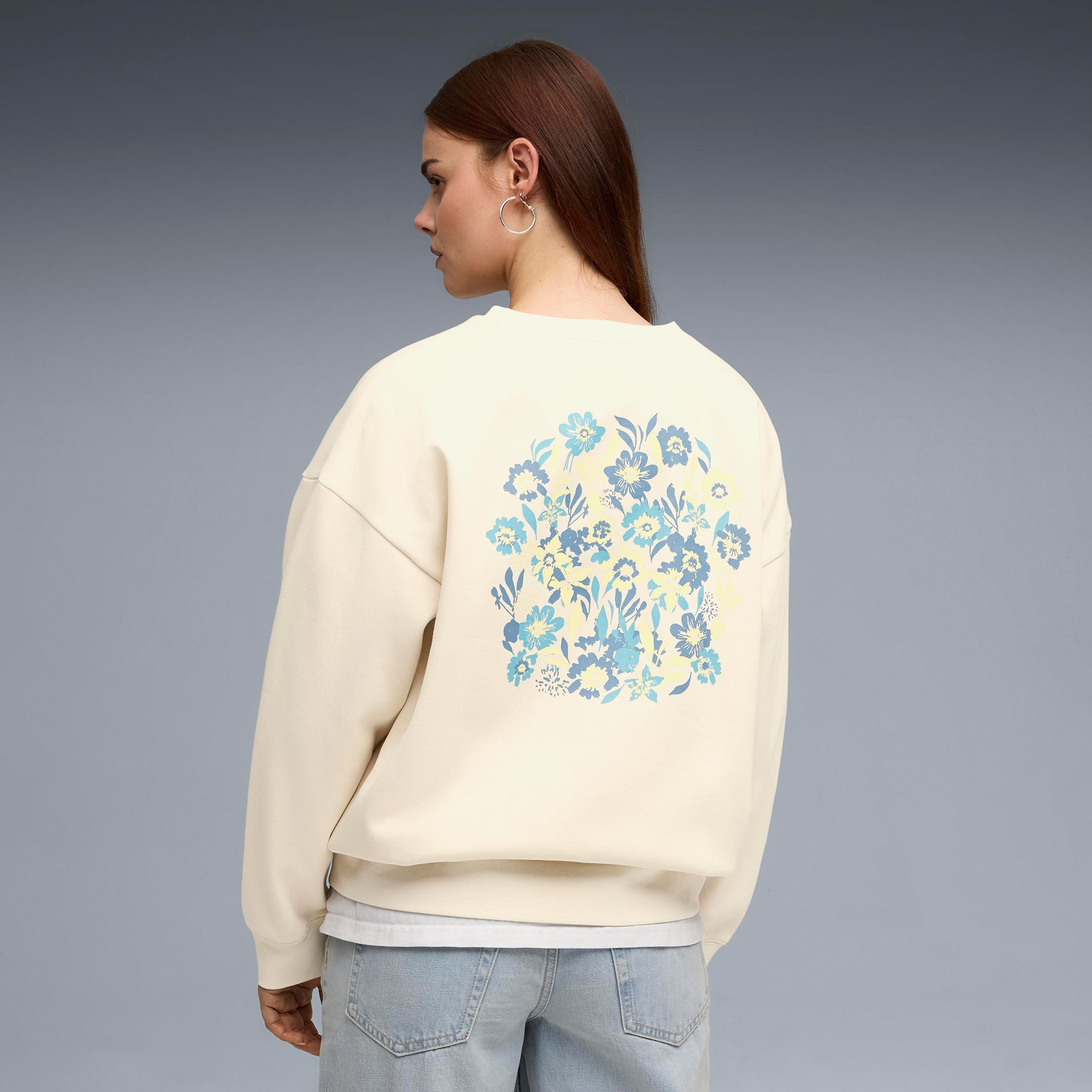 Puma Essential NATURE 2.0 Crew Kadın Beyaz Sweatshirt