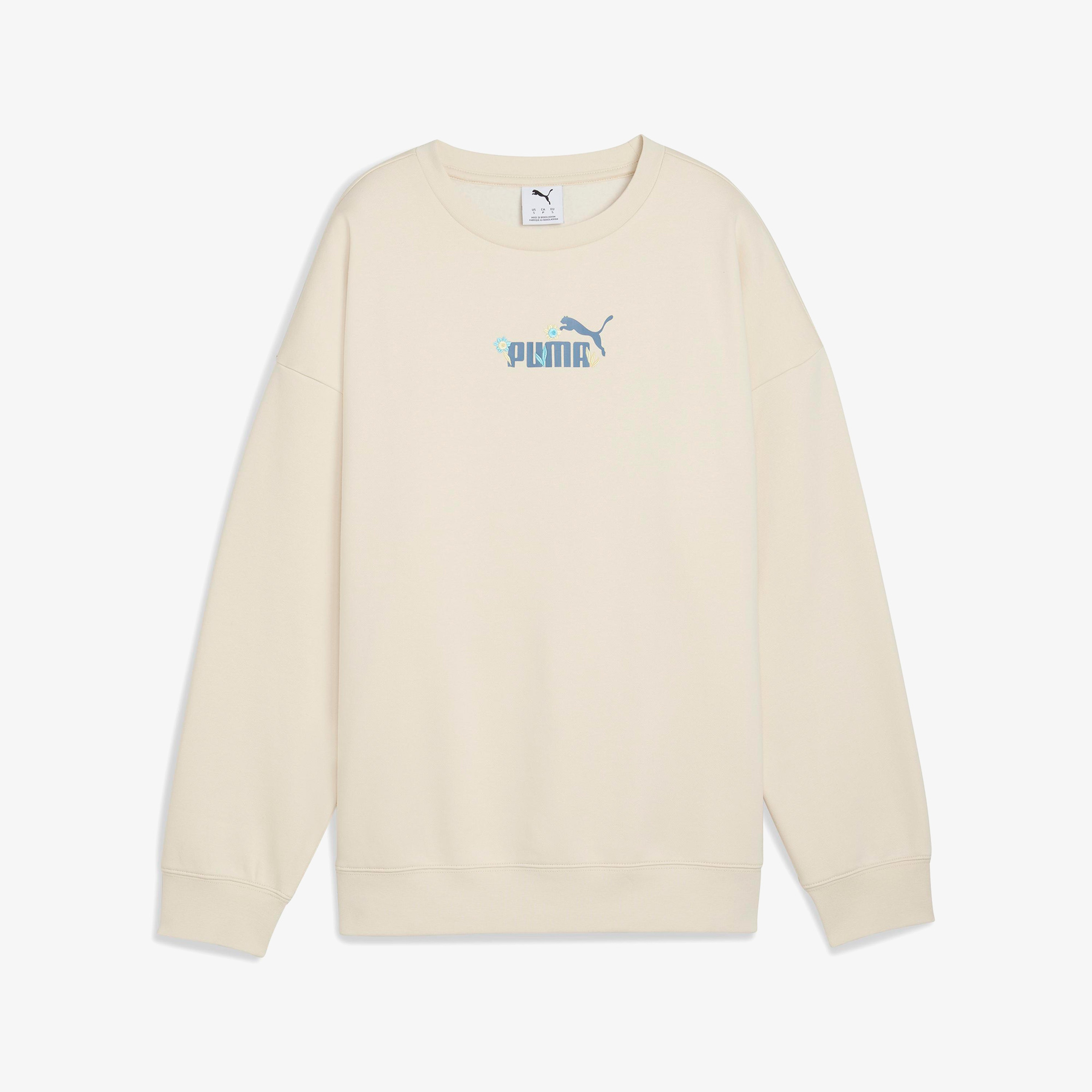Puma Essential NATURE 2.0 Crew Kadın Beyaz Sweatshirt