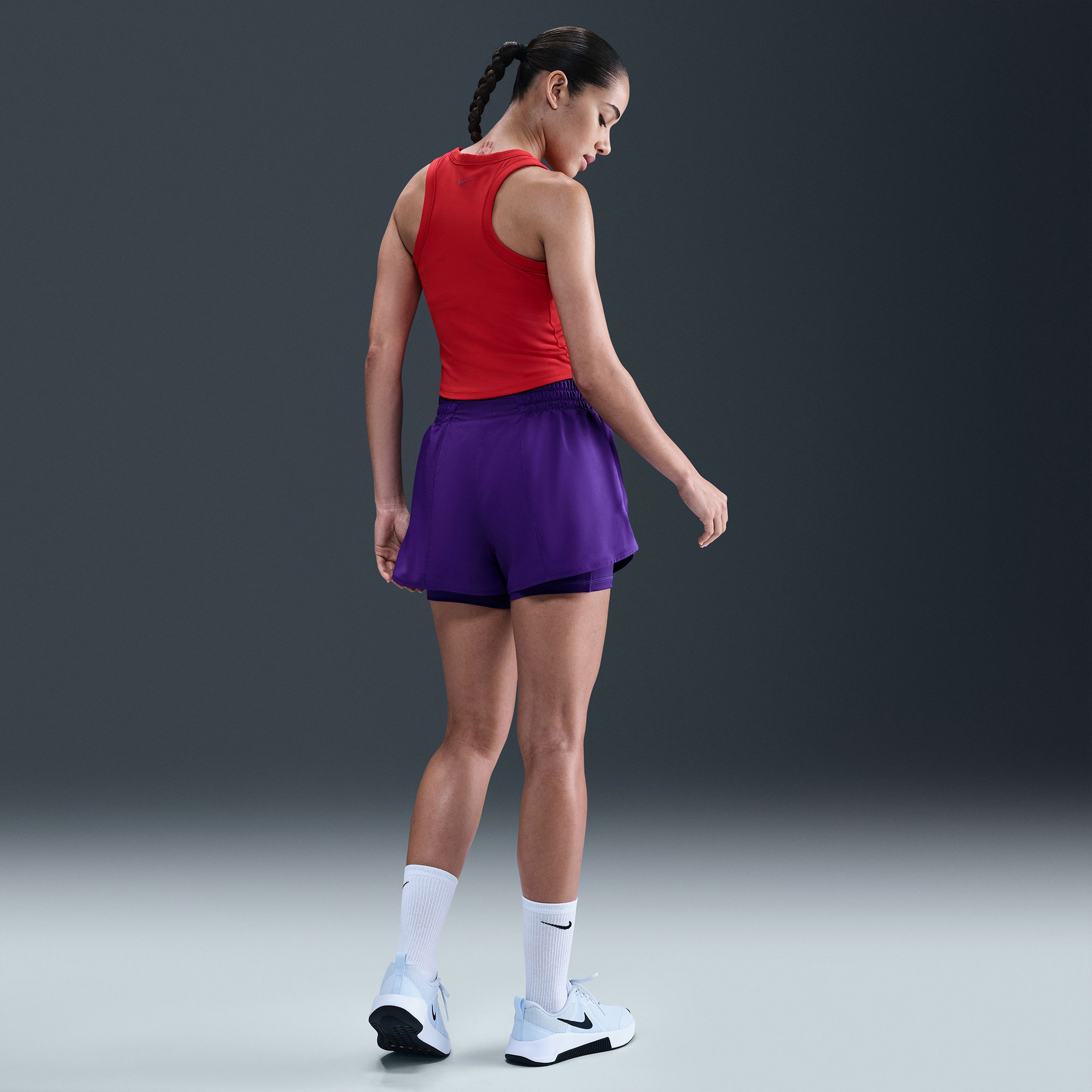 Nike One Df Hr 3in 2N1 Short Kadın Mor SORT