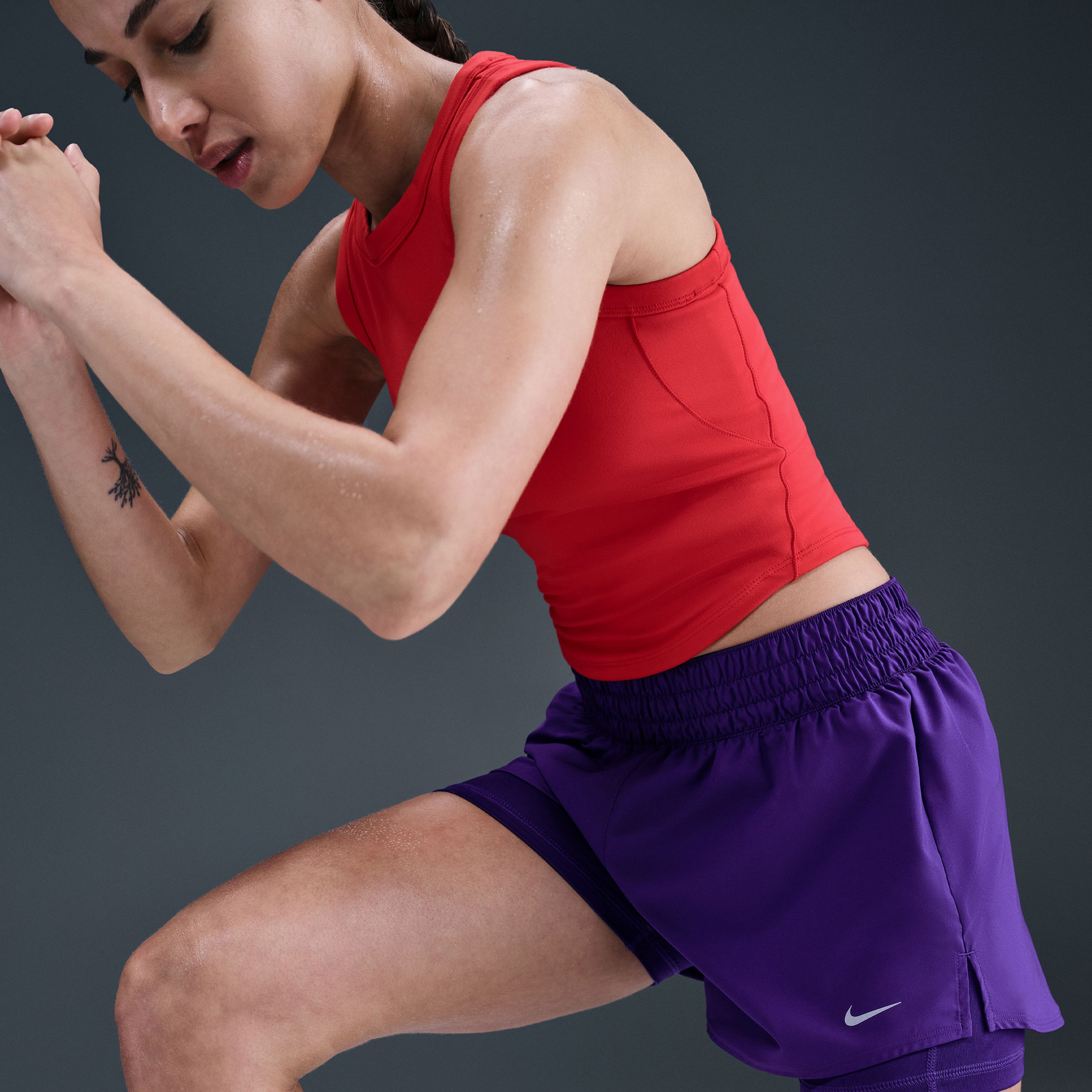 Nike One Df Hr 3in 2N1 Short Kadın Mor SORT