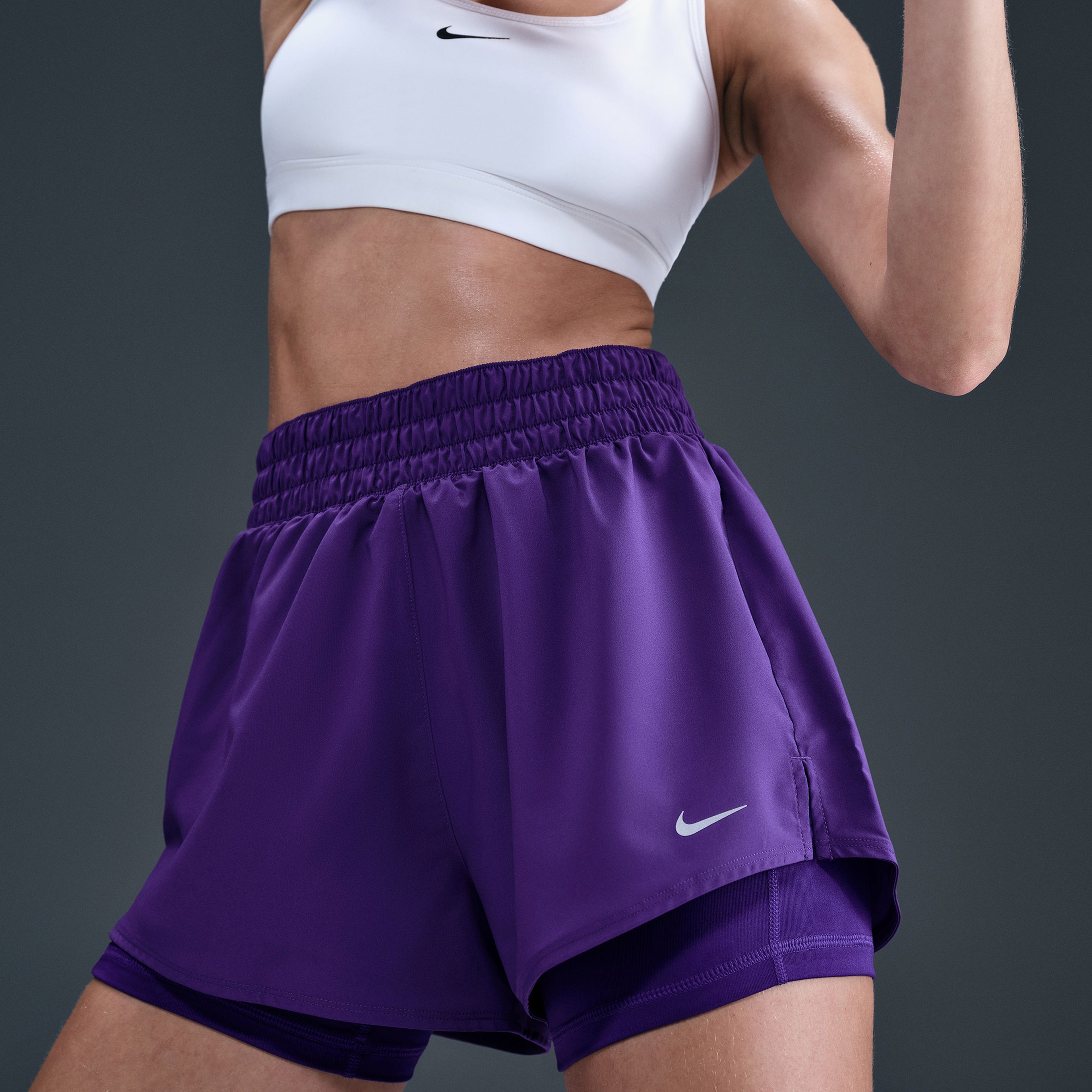 Nike One Df Hr 3in 2N1 Short Kadın Mor SORT