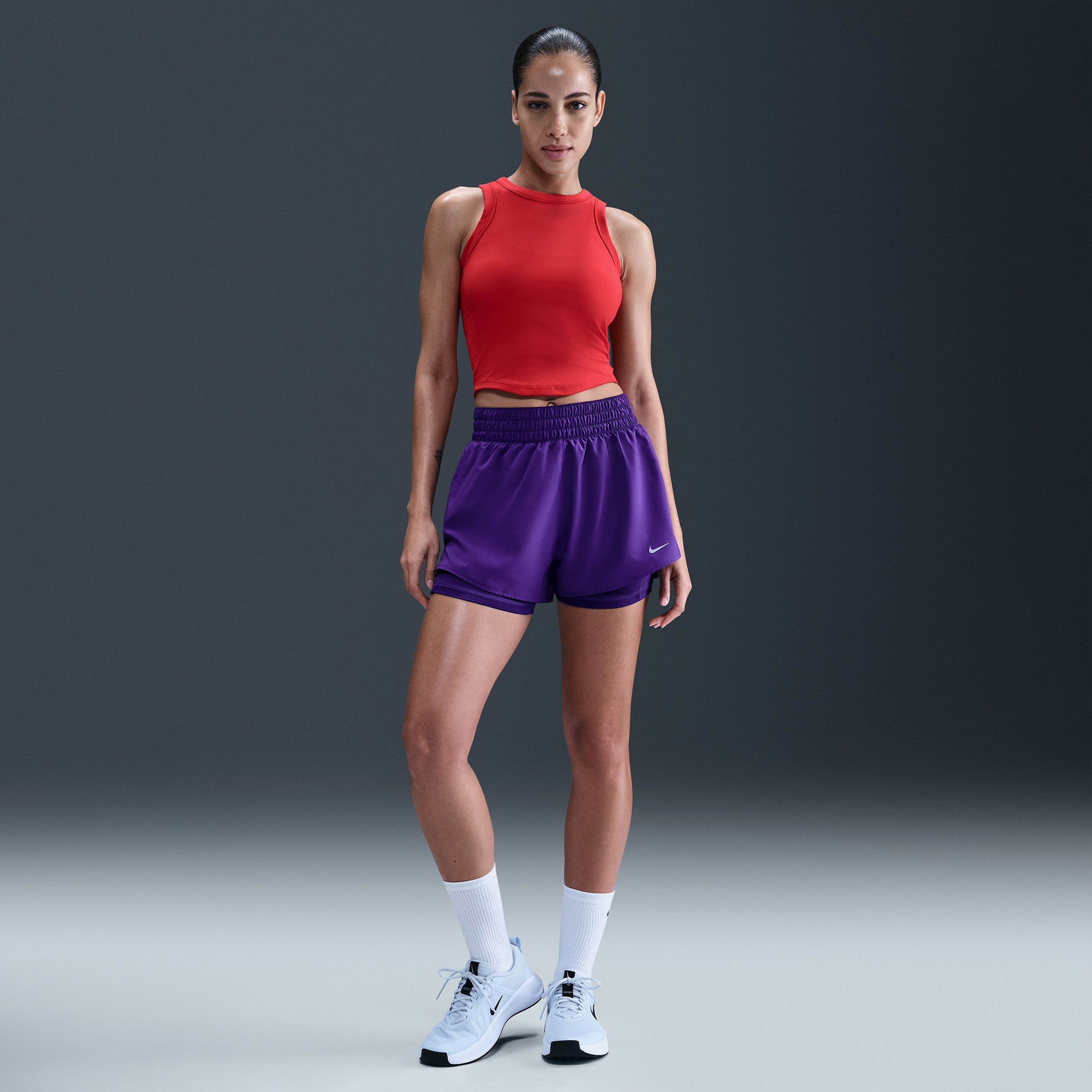 Nike One Df Hr 3in 2N1 Short Kadın Mor SORT