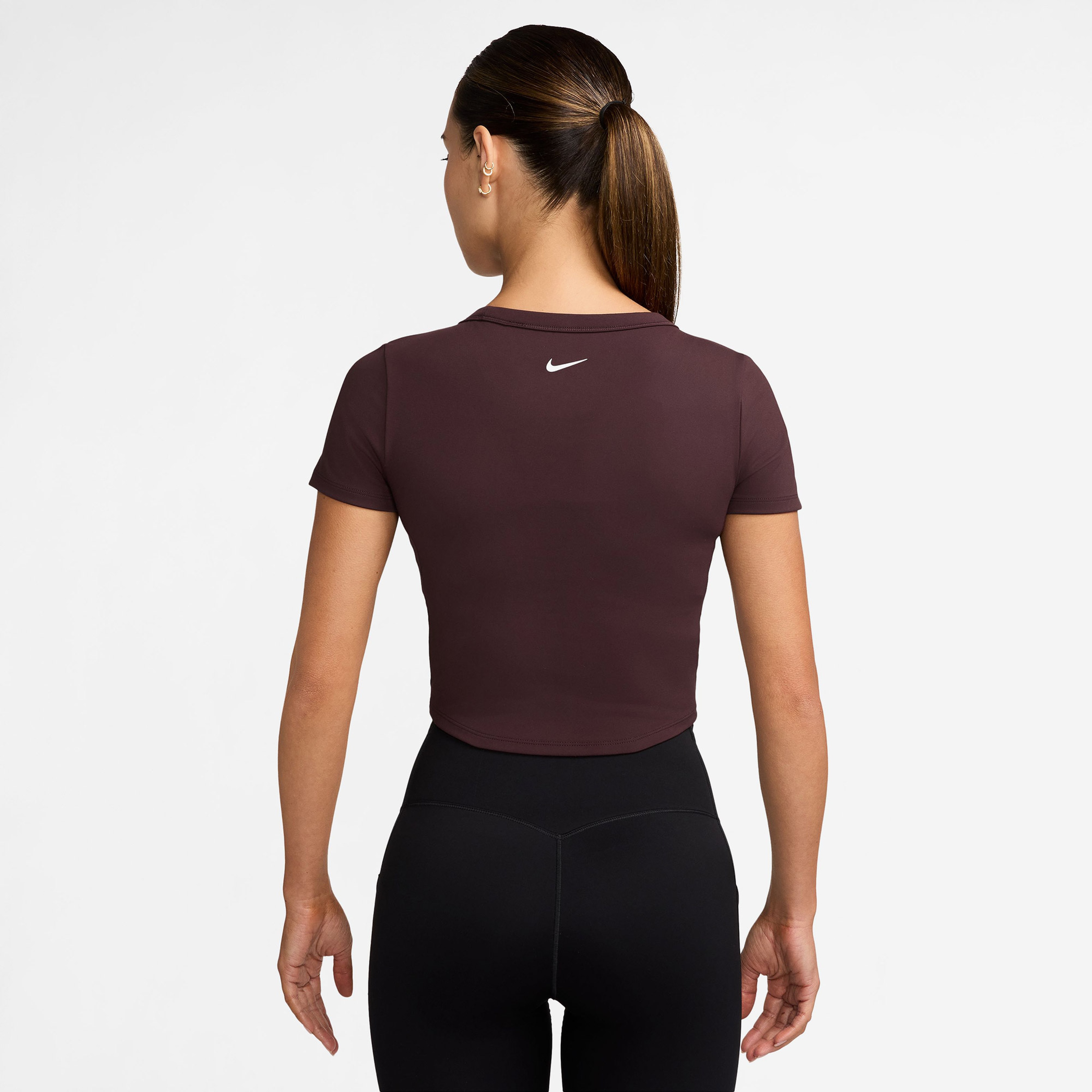 Nike One Fitted Dri-Fit Kadın Bordo T-Shirt