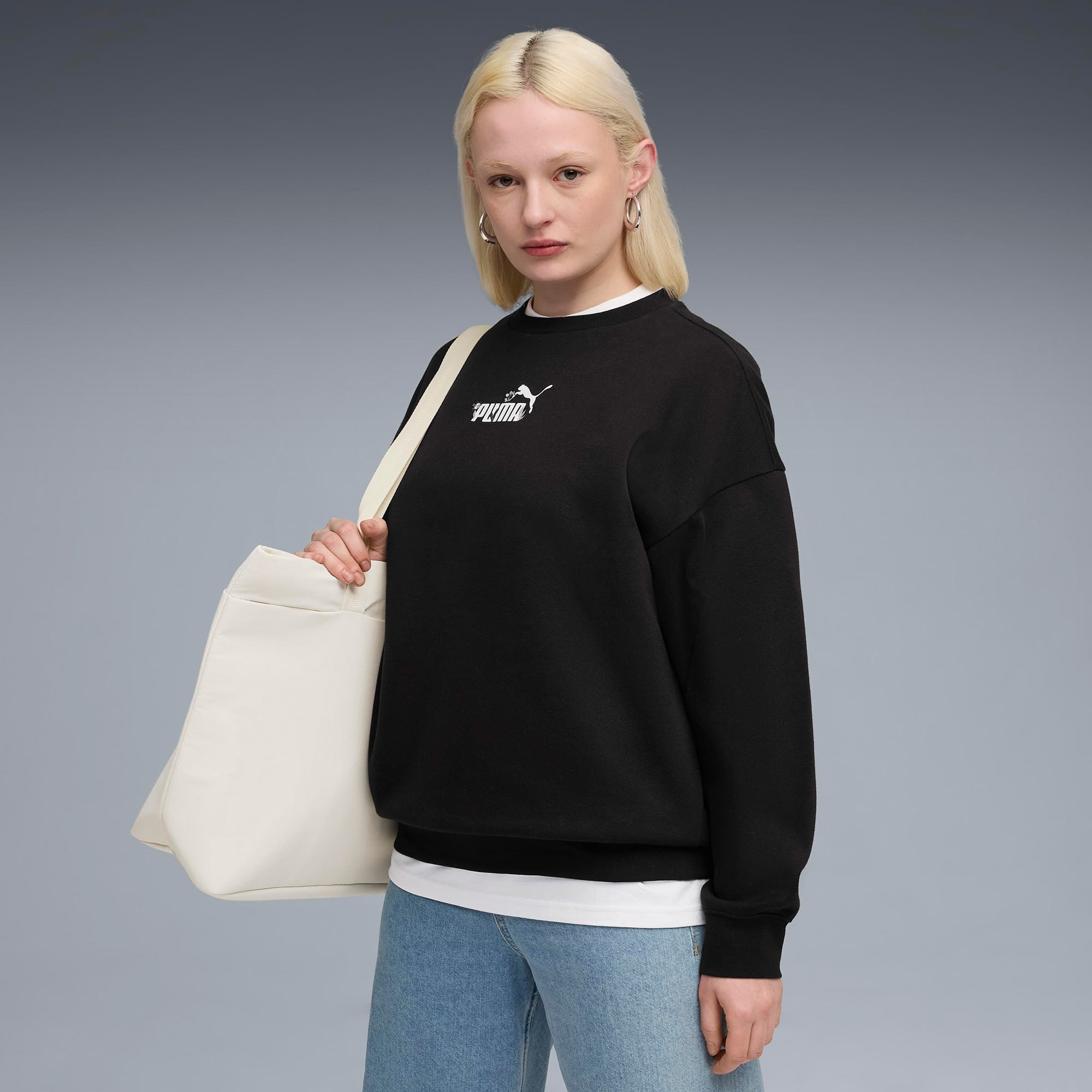 Puma Essential NATURE 2.0 Crew Kadın Siyah Sweatshirt
