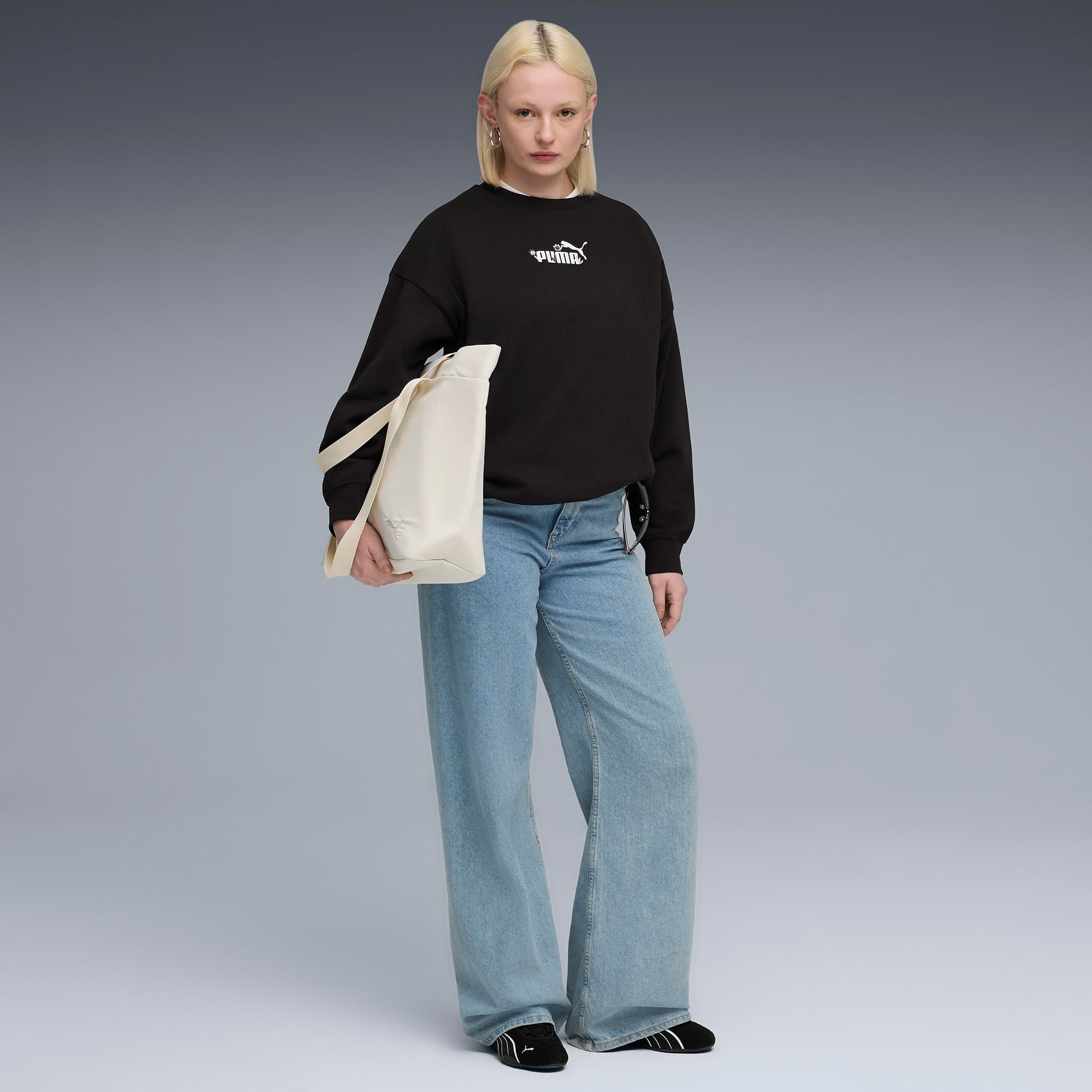 Puma Essential NATURE 2.0 Crew Kadın Siyah Sweatshirt