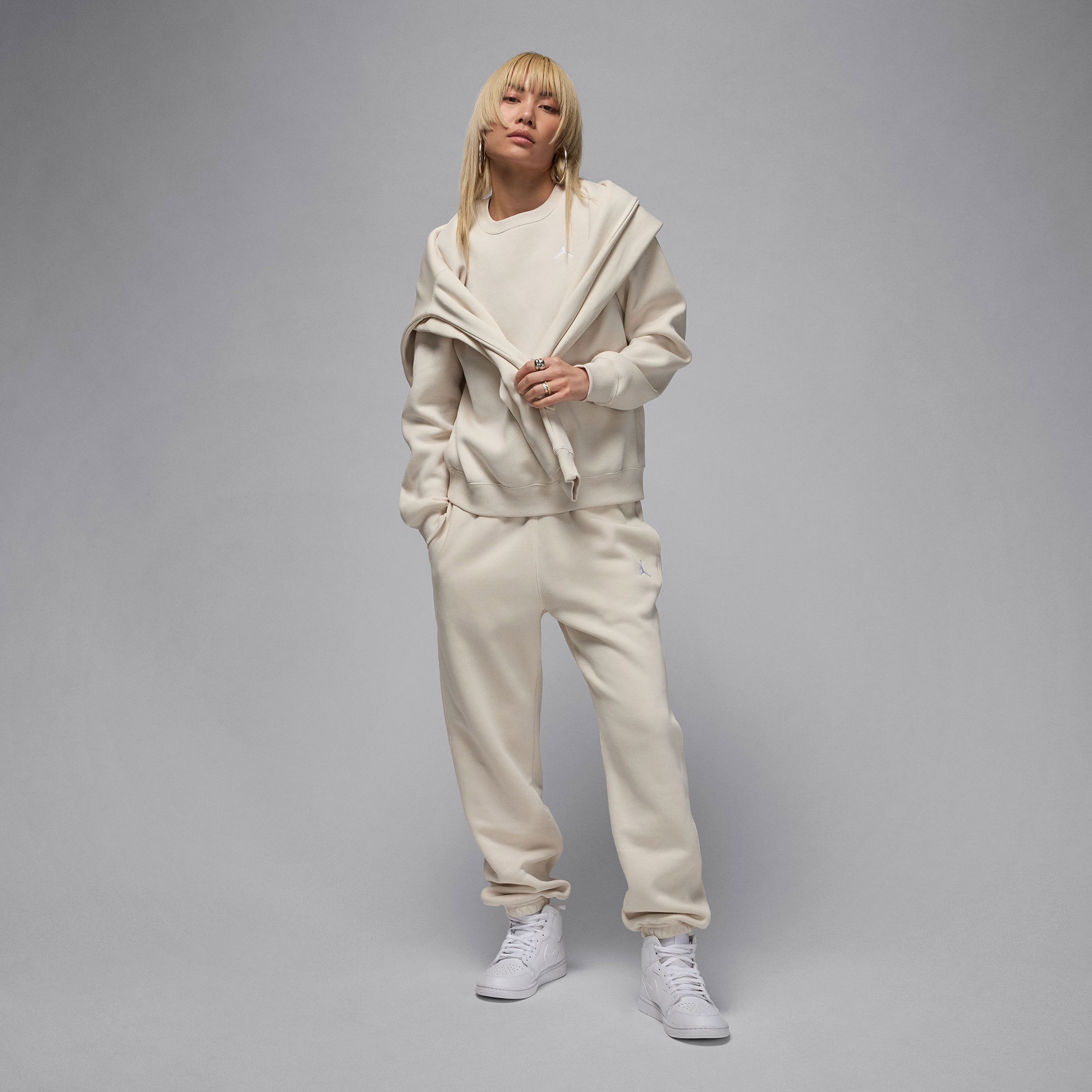 Jordan Brooklyn Fleece Crew Kadın Bej Sweatshirt