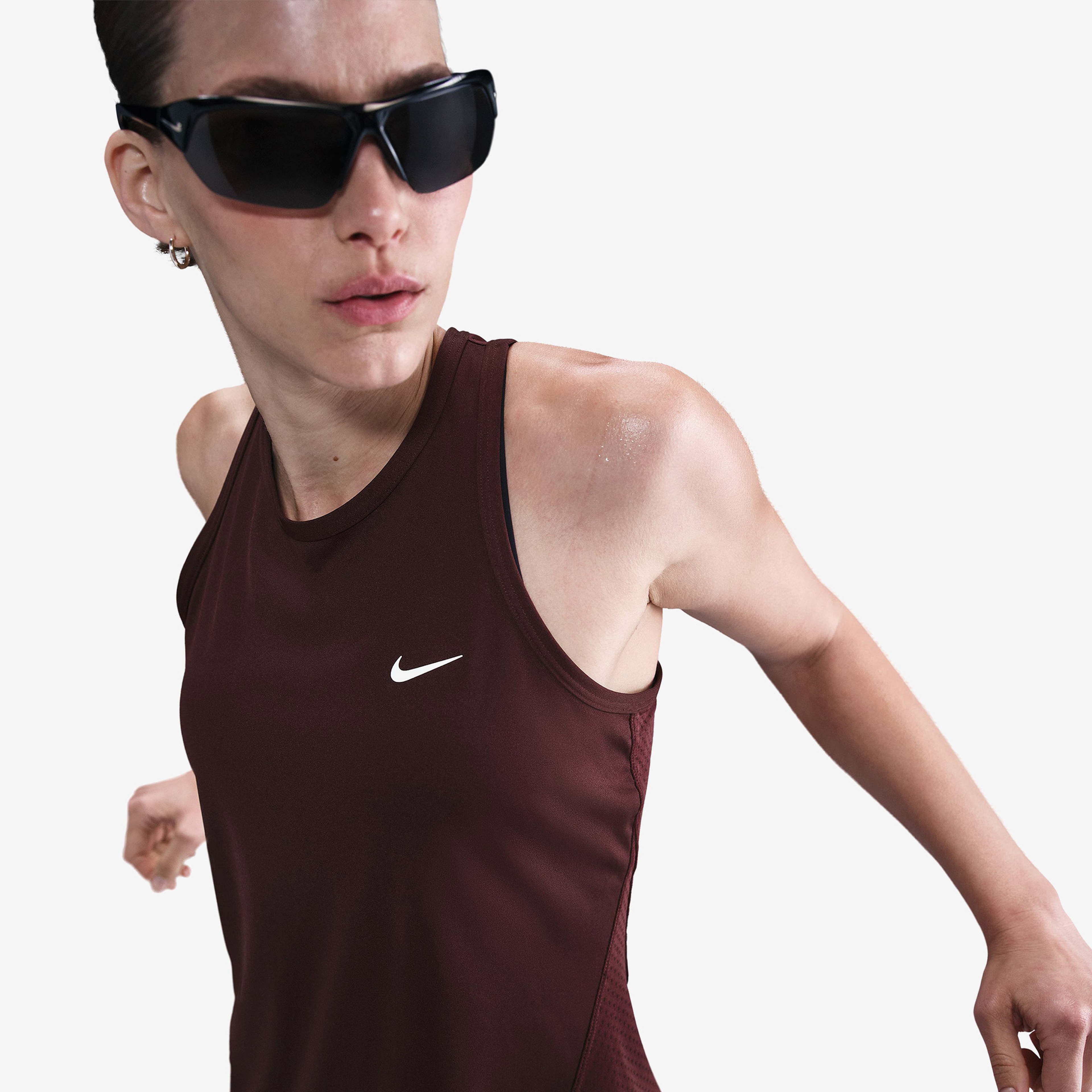 Nike Dri-Fit Tempo Kadın Bordo Kolsuz T-Shirt
