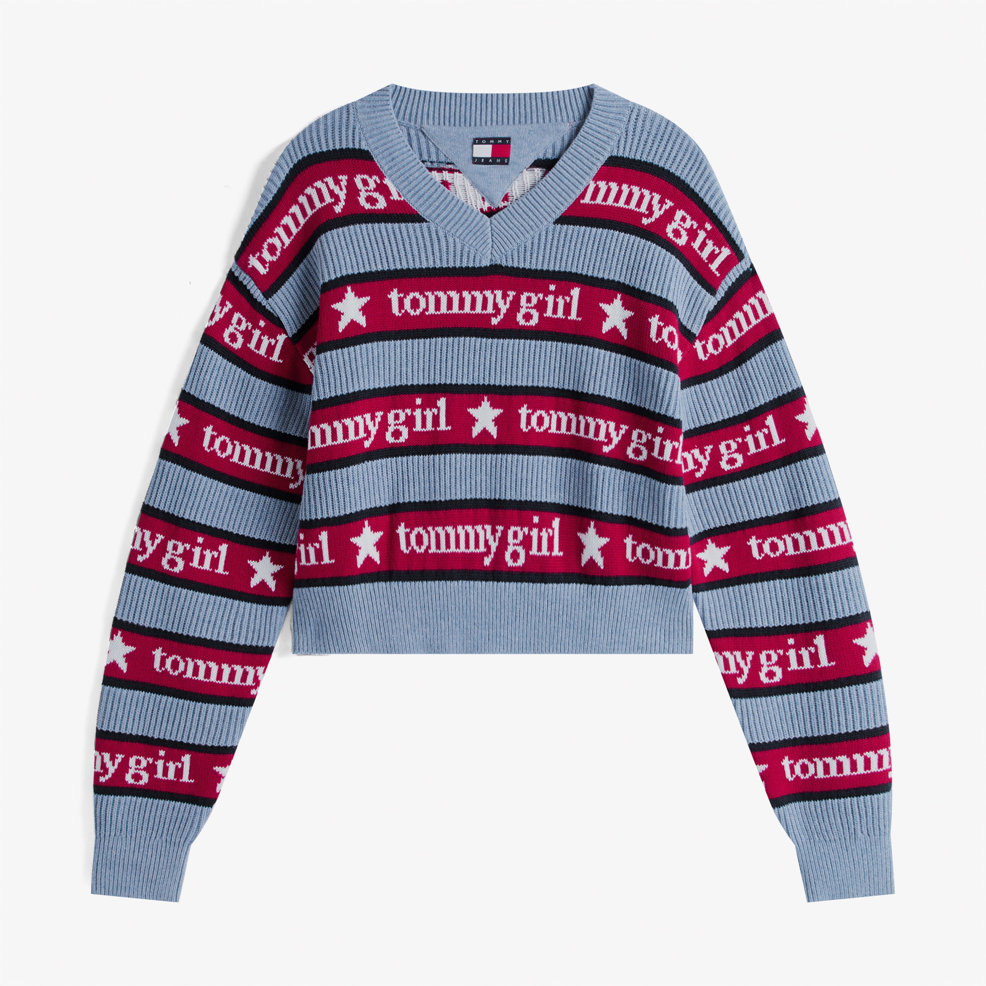 Tommy Hilfiger Stripe Kadın Mavi Kazak