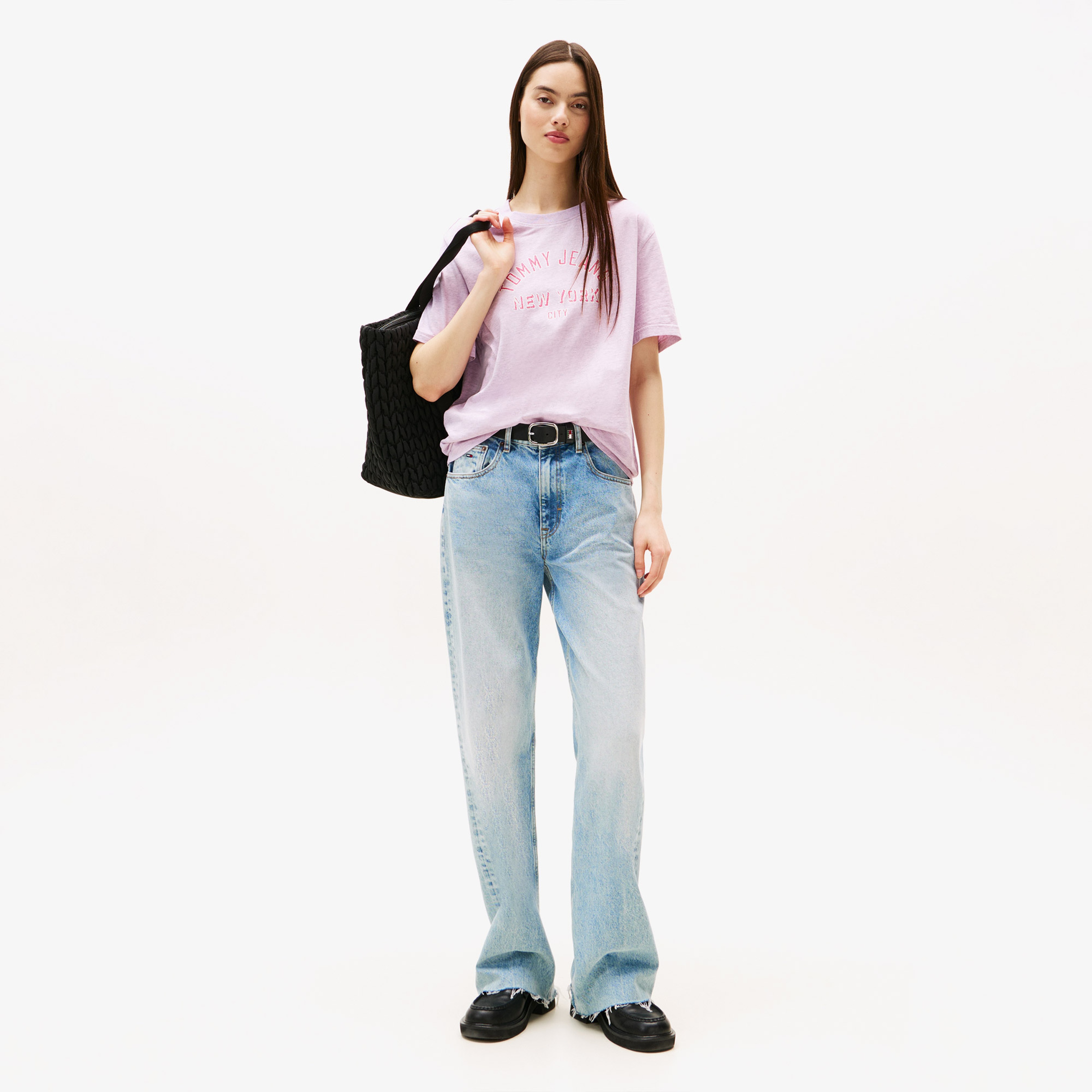 Tommy Jeans Relax Varsity Overdye Kadın Pembe T-Shirt