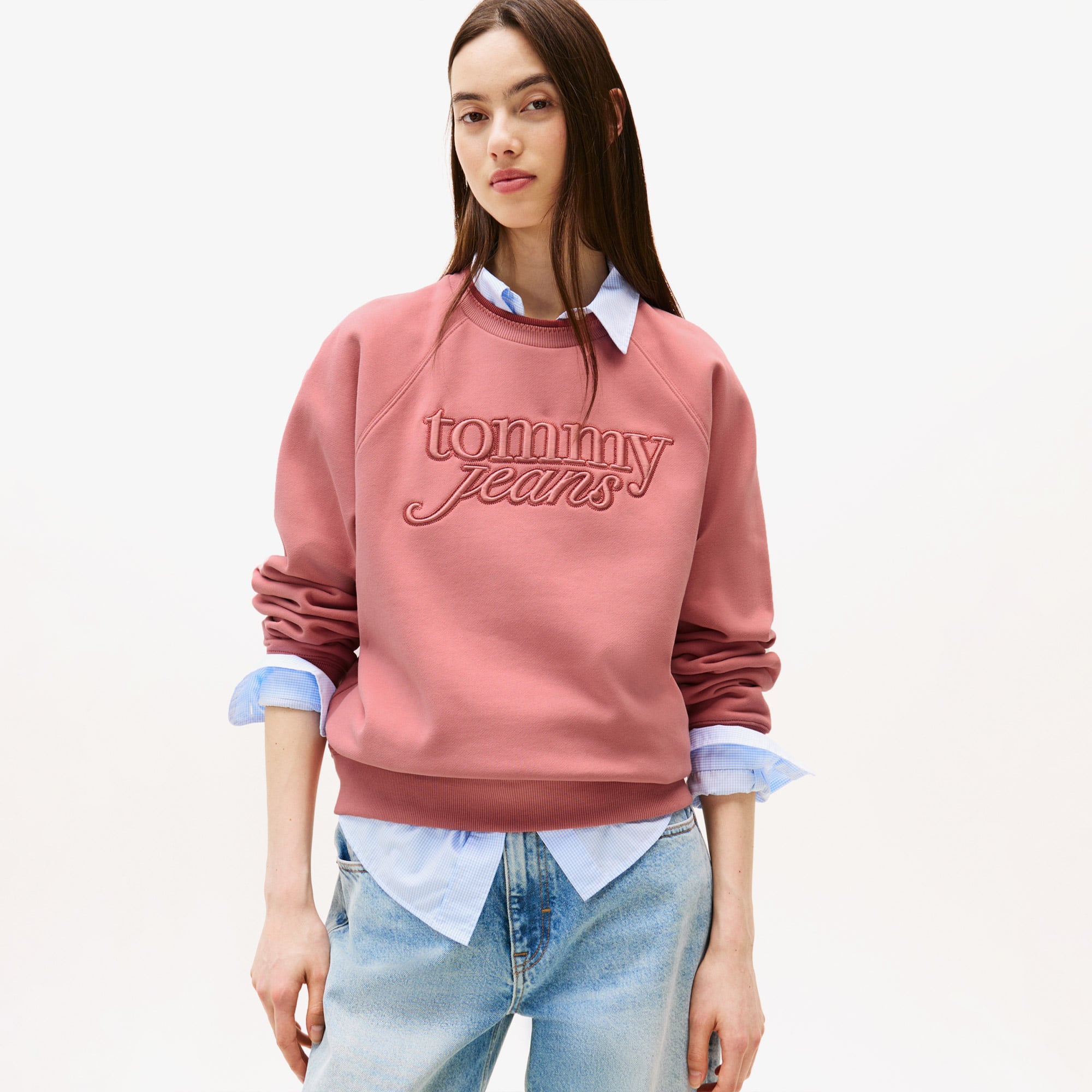 Tommy Jeans Relax Script Kadın Pembe Sweatshirt