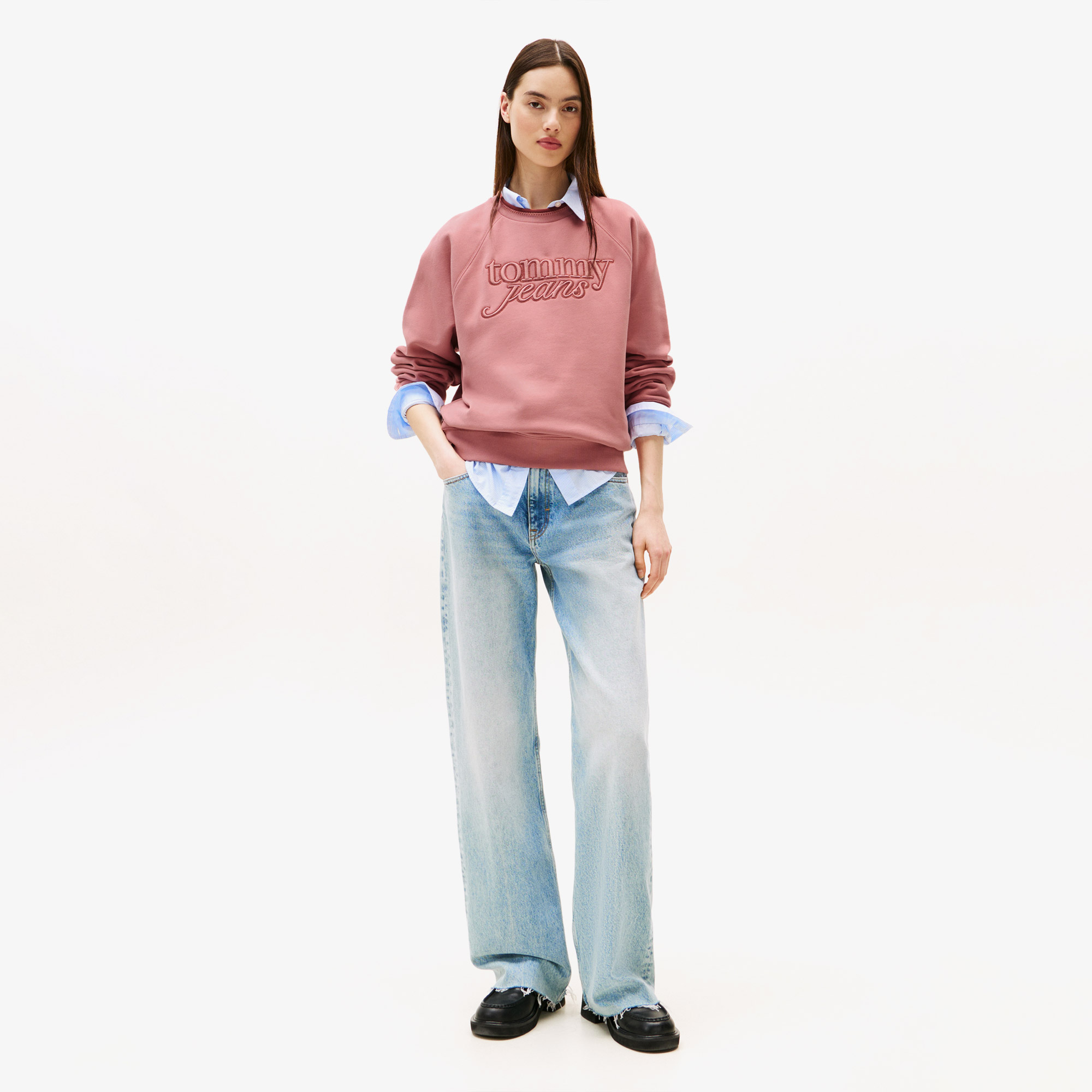 Tommy Jeans Relax Script Kadın Pembe Sweatshirt