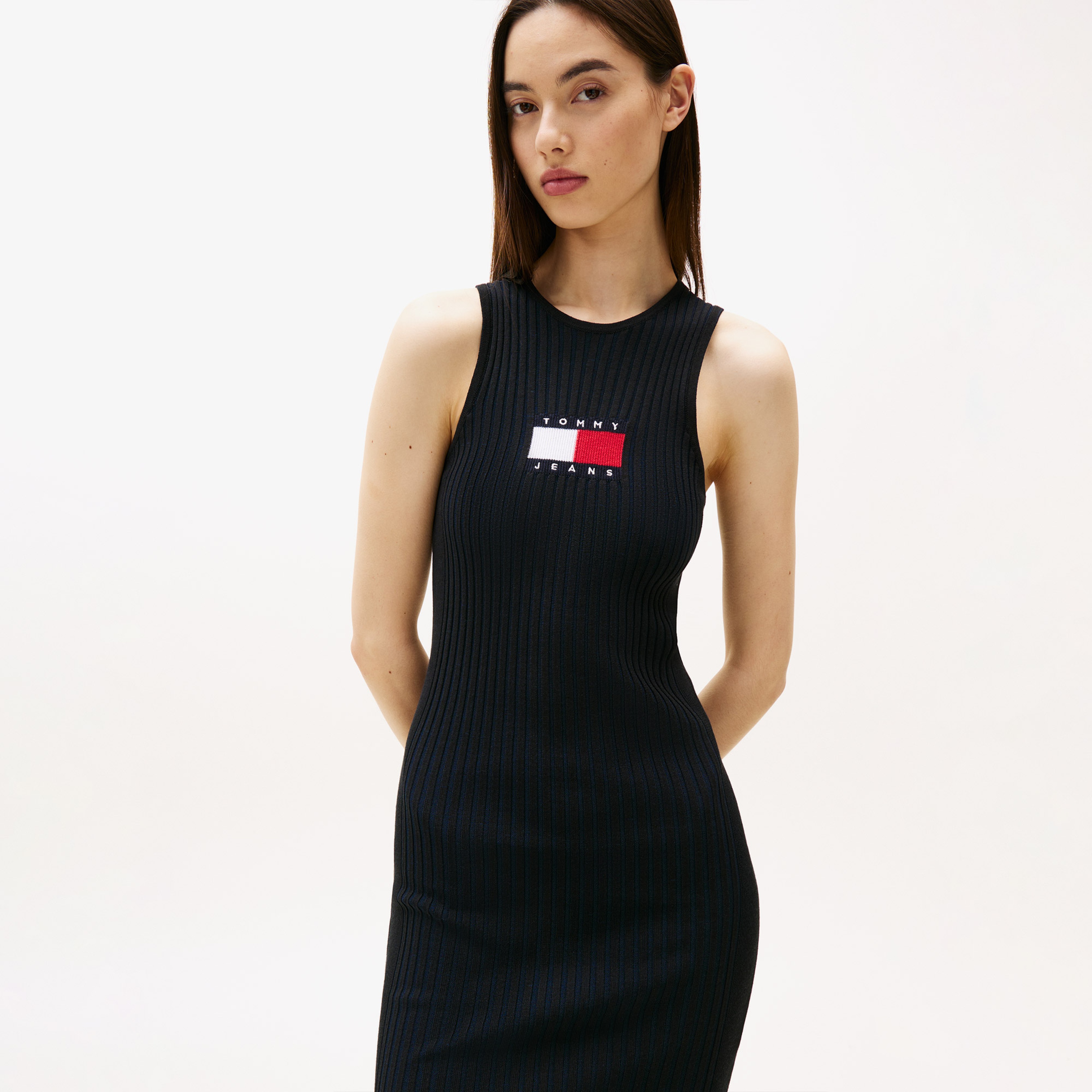 Tommy Jeans Flag Mini Kadın Siyah Elbise