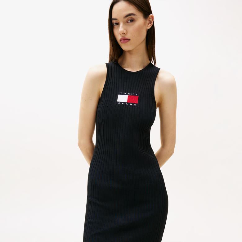 Tommy Jeans Flag Mini Kadın Siyah Elbise