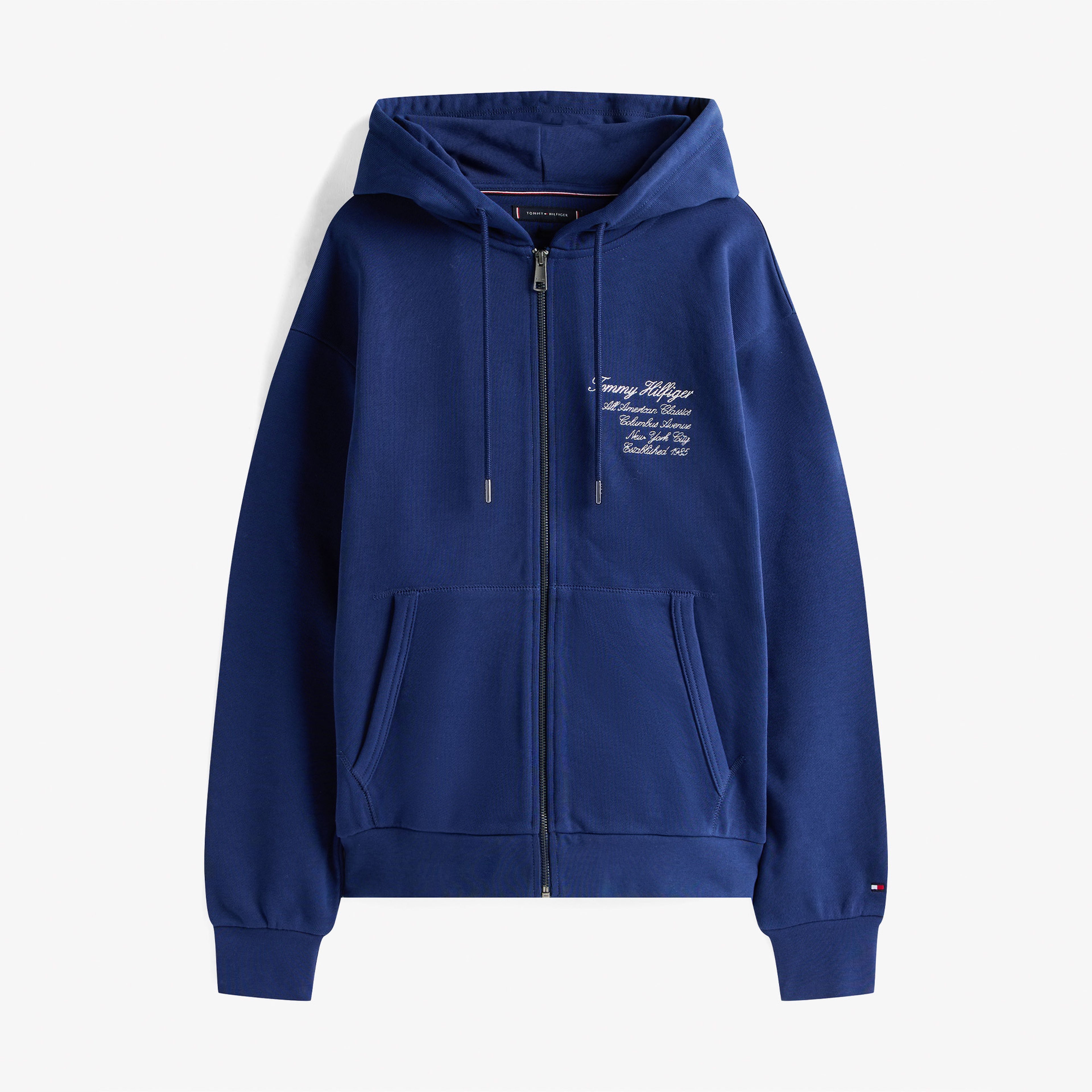 Tommy Hilfiger Prep Erkek Mavi Fermuarlı Hoodie