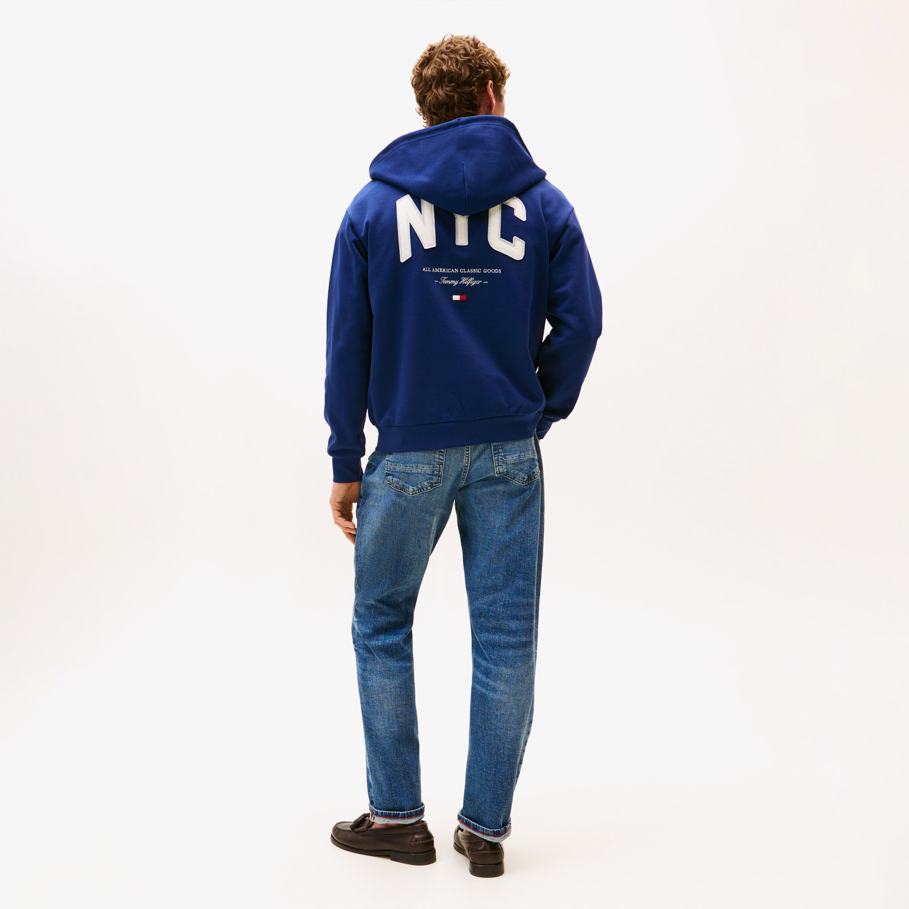Tommy Hilfiger Prep Erkek Mavi Fermuarlı Hoodie