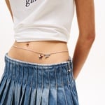 Tommy Hilfiger Pleated Denim Kadın Mavi Etek
