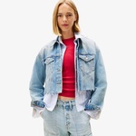 Tommy Hilfiger Cropped Kadın Mavi Denim Ceket