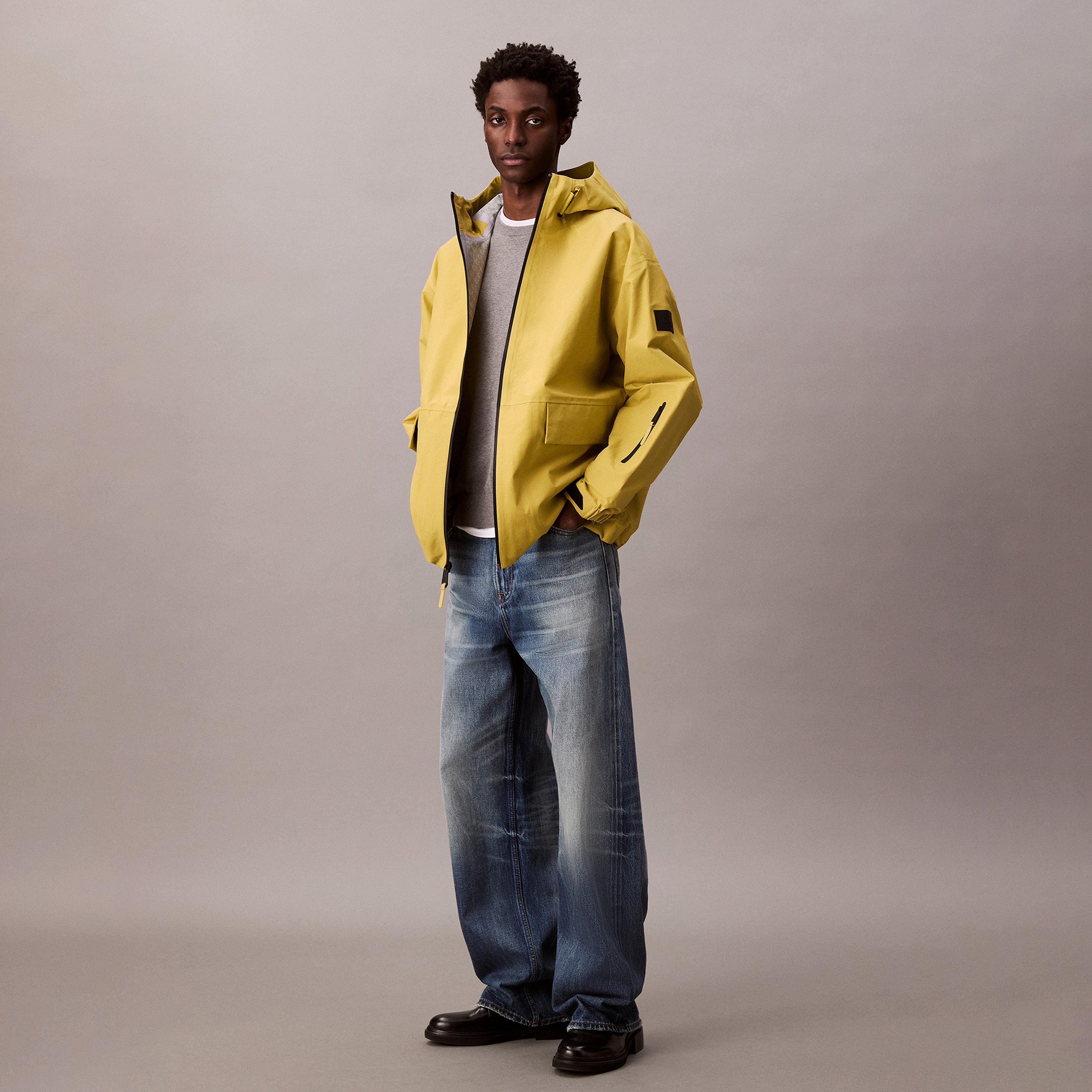 Calvin Klein Nylon Oxford Erkek Sarı Ceket