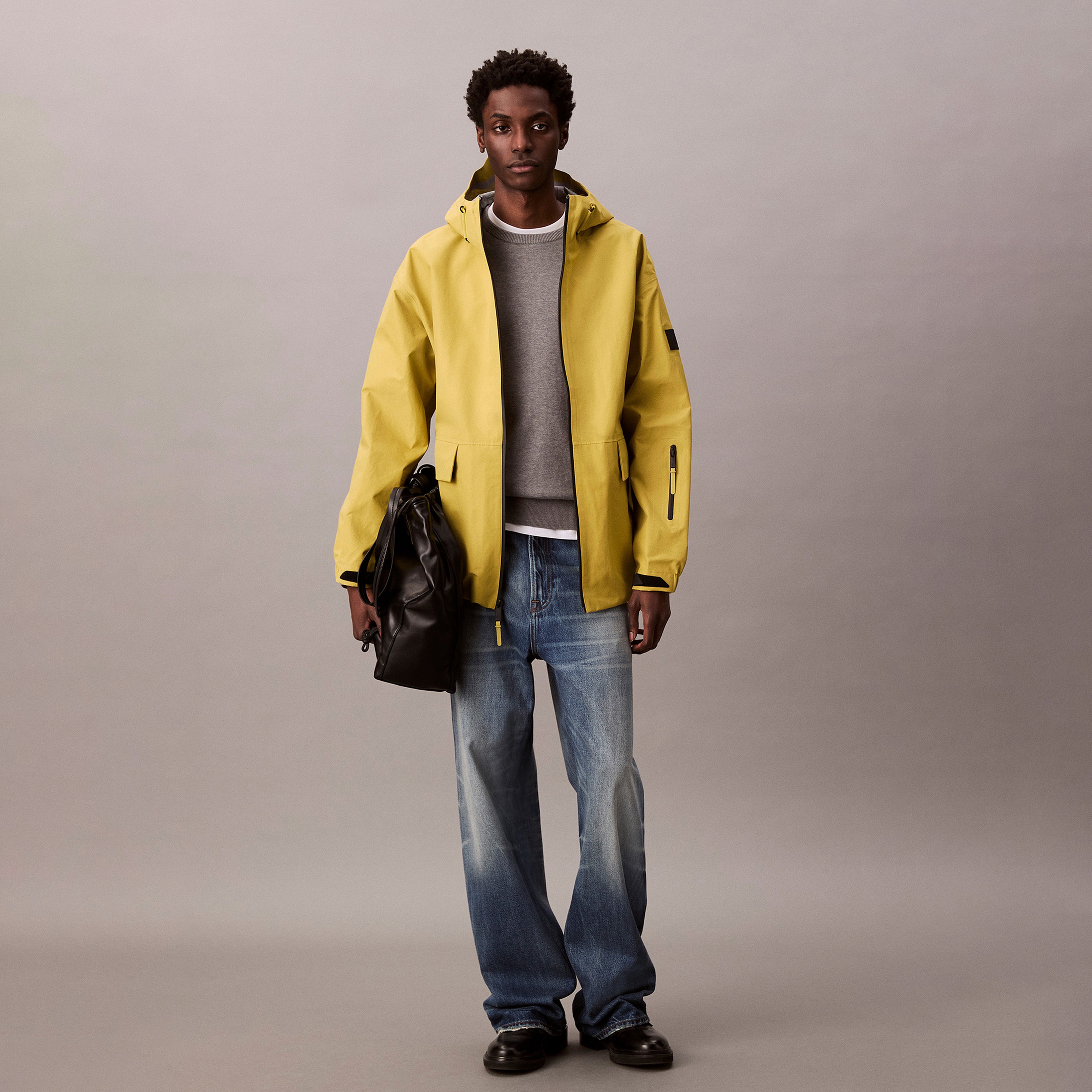 Calvin Klein Nylon Oxford Erkek Sarı Ceket