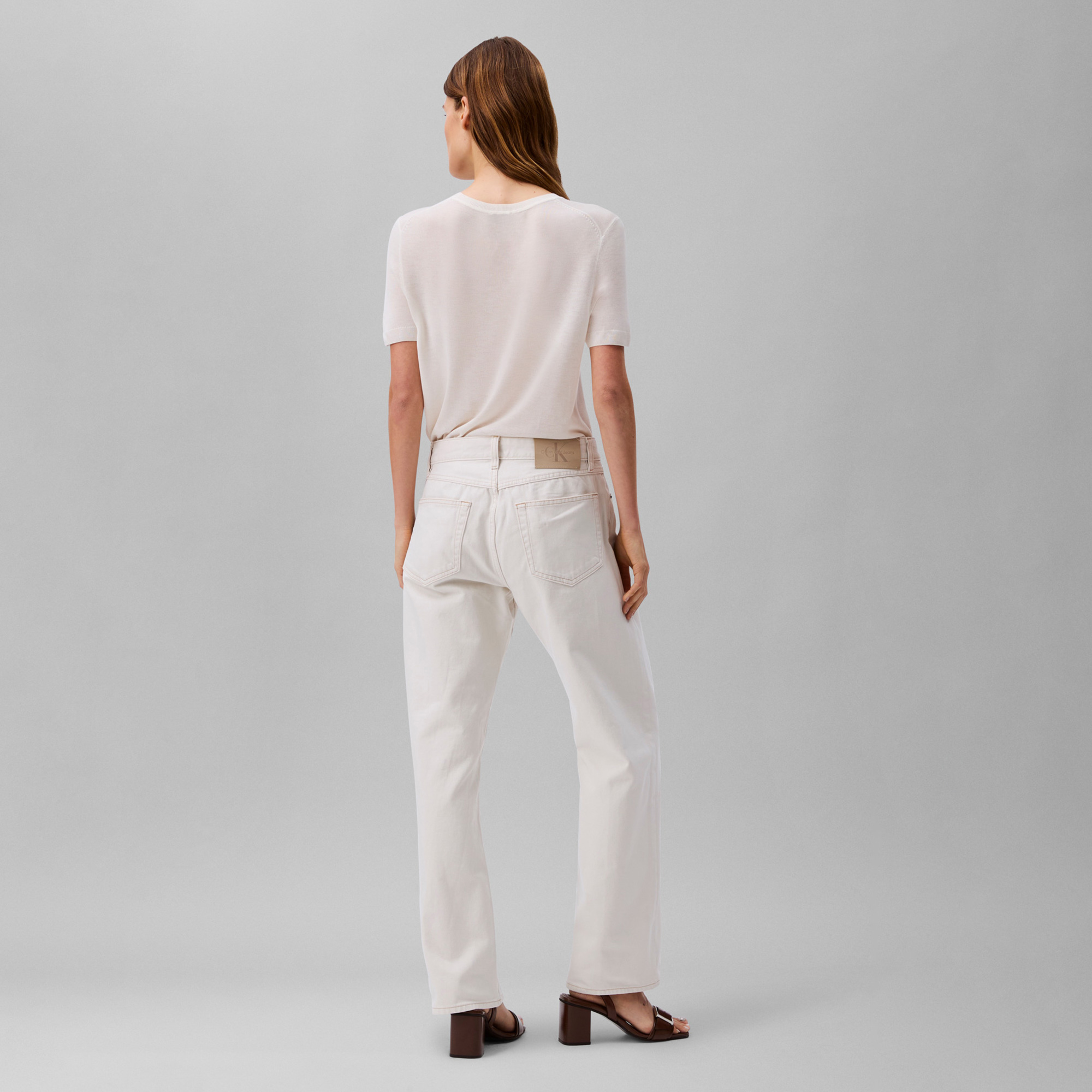 Calvin Klein Signature 90S Straight Soft Bone Kadın Beyaz Jean