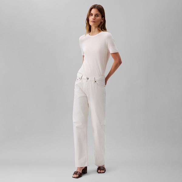 Calvin Klein Signature 90s Straight Soft Bone Kadın Beyaz Jean