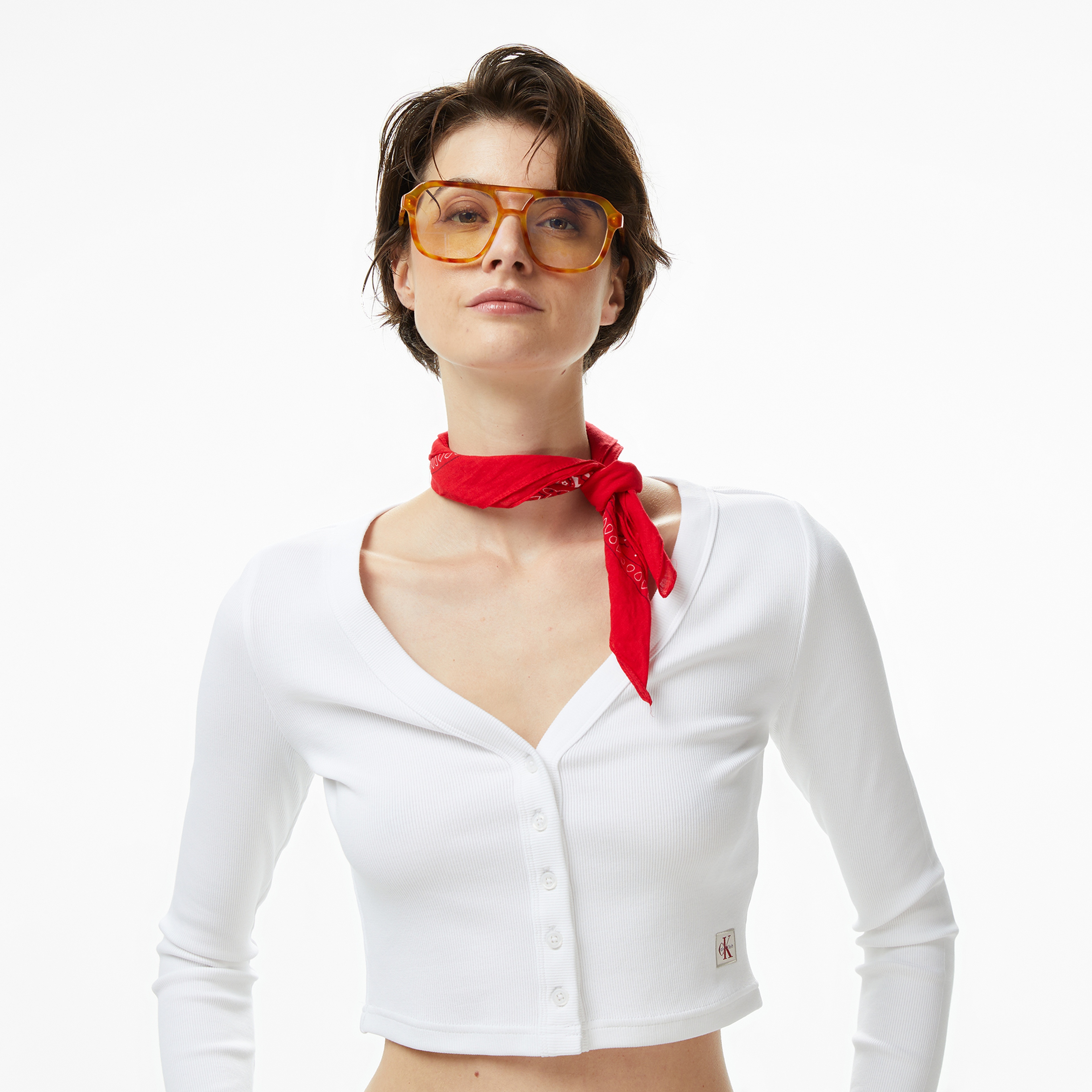 Calvin Klein Woven Kadın Beyaz Triko