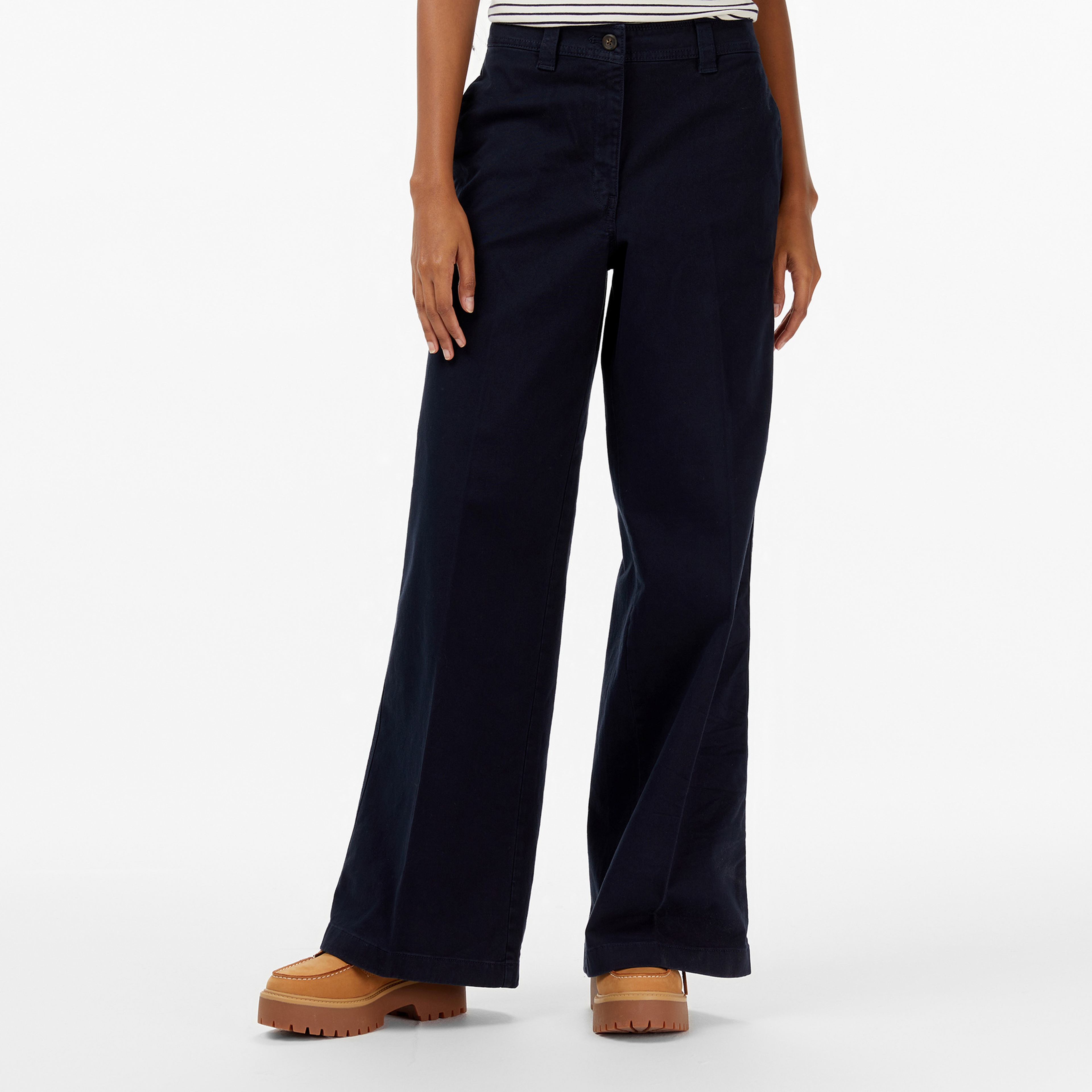 Calvin Klein Cotton Chino Kadın Mavi Pantolon